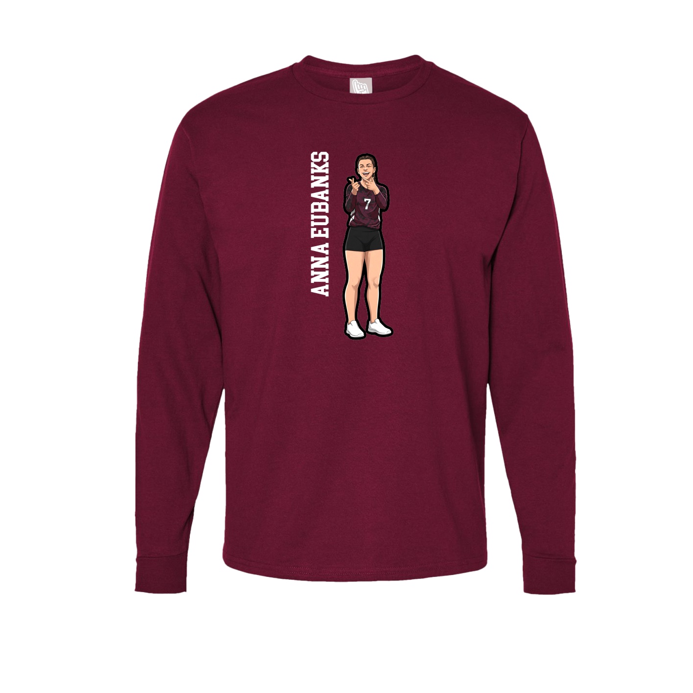 Long Sleeve Tee — Name Vertical in Cardinal
