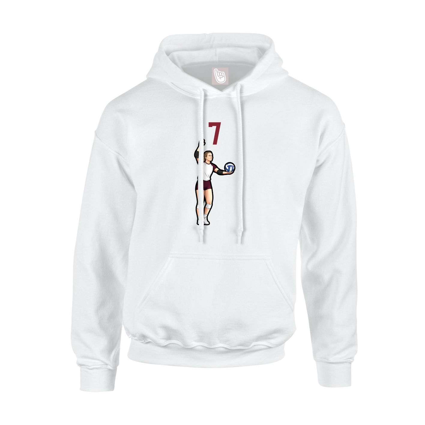 Youth Hoodie — Number Top in White