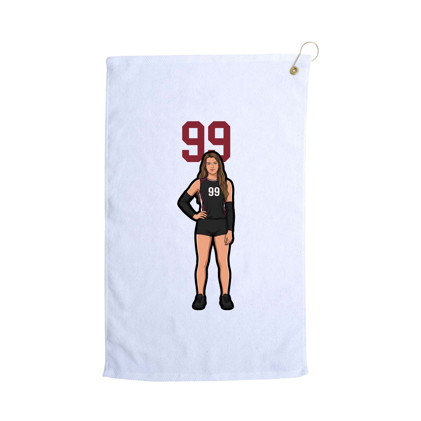 Golf Towel — Number Top in White