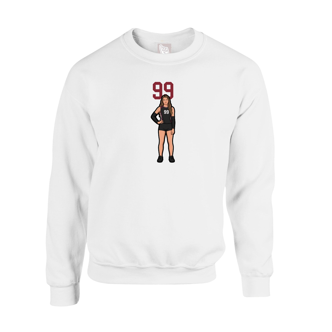 Fleece Crew — Number Top in White