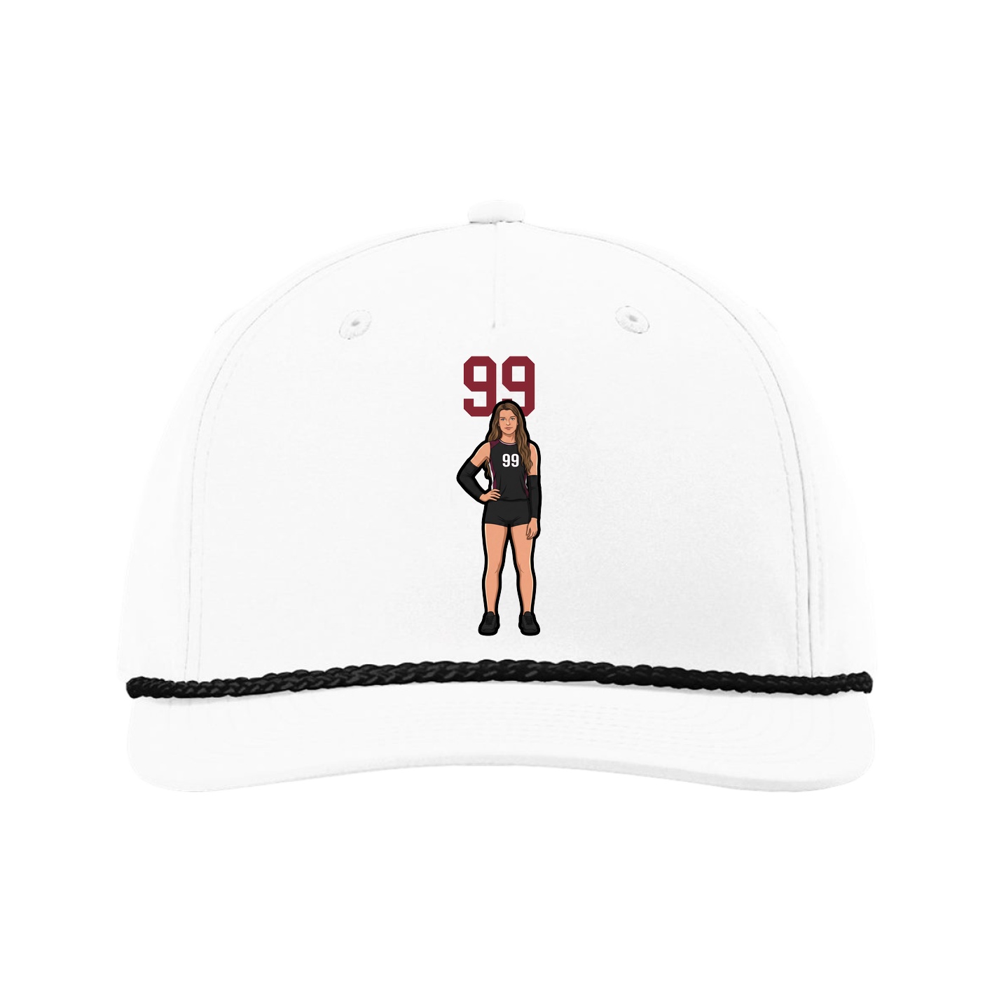 Five-Panel Classic Rope Cap — Number Top in White