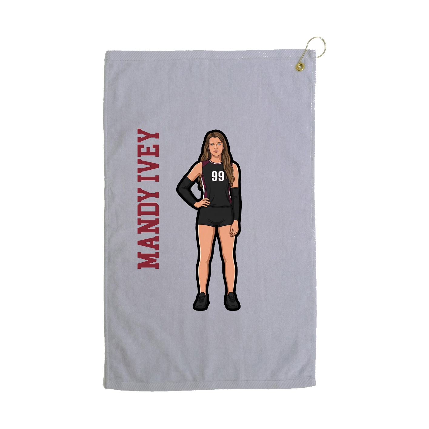 Golf Towel — Name Vertical in Grey