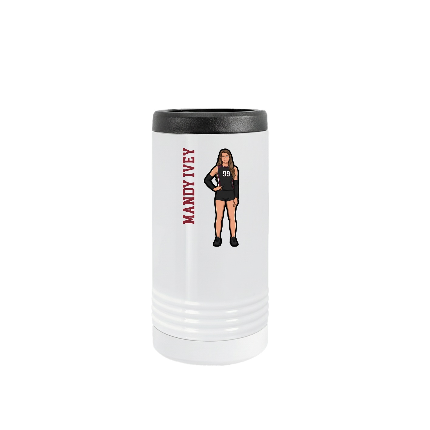 Slim Beverage Holder — Name Vertical in White