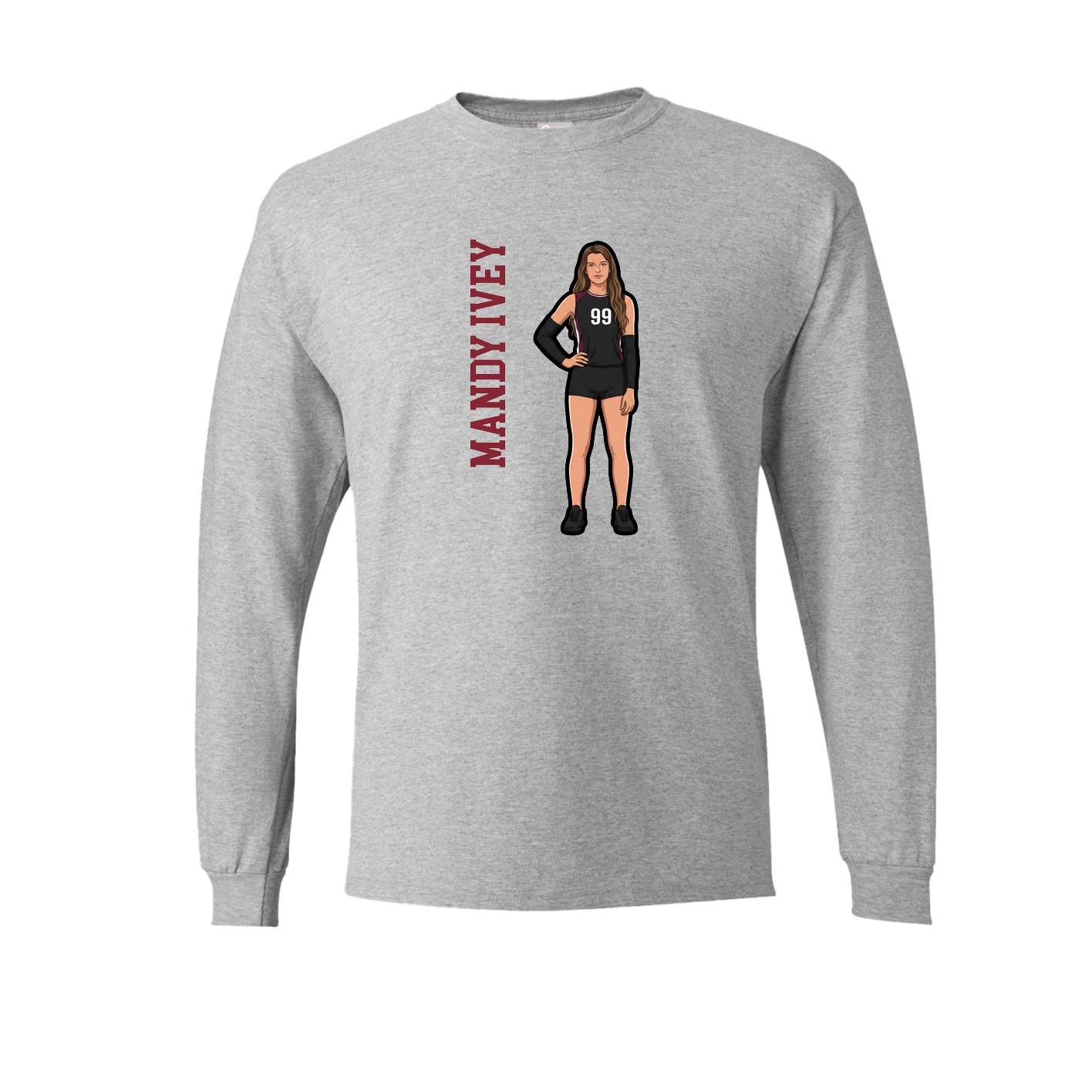 Long Sleeve Tee — Name Vertical in Grey