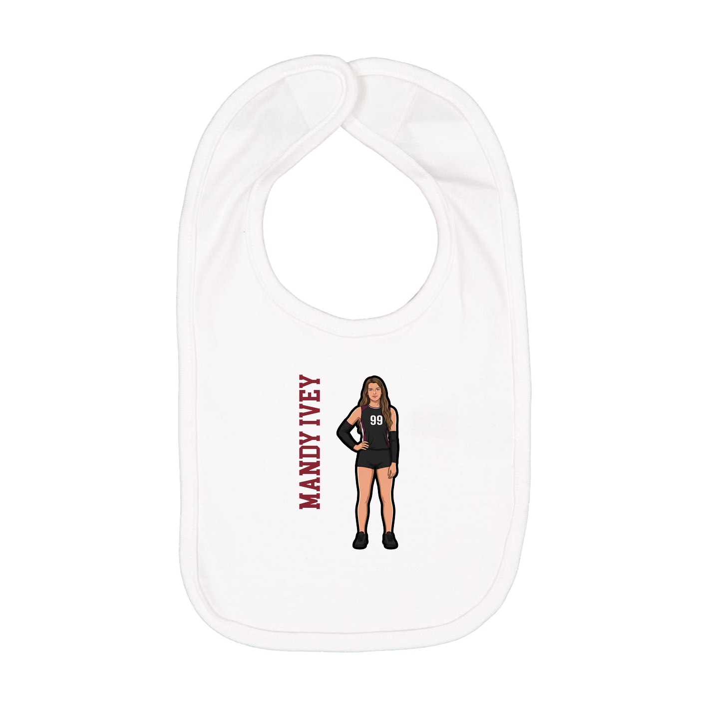 Infant Bib — Name Vertical in White