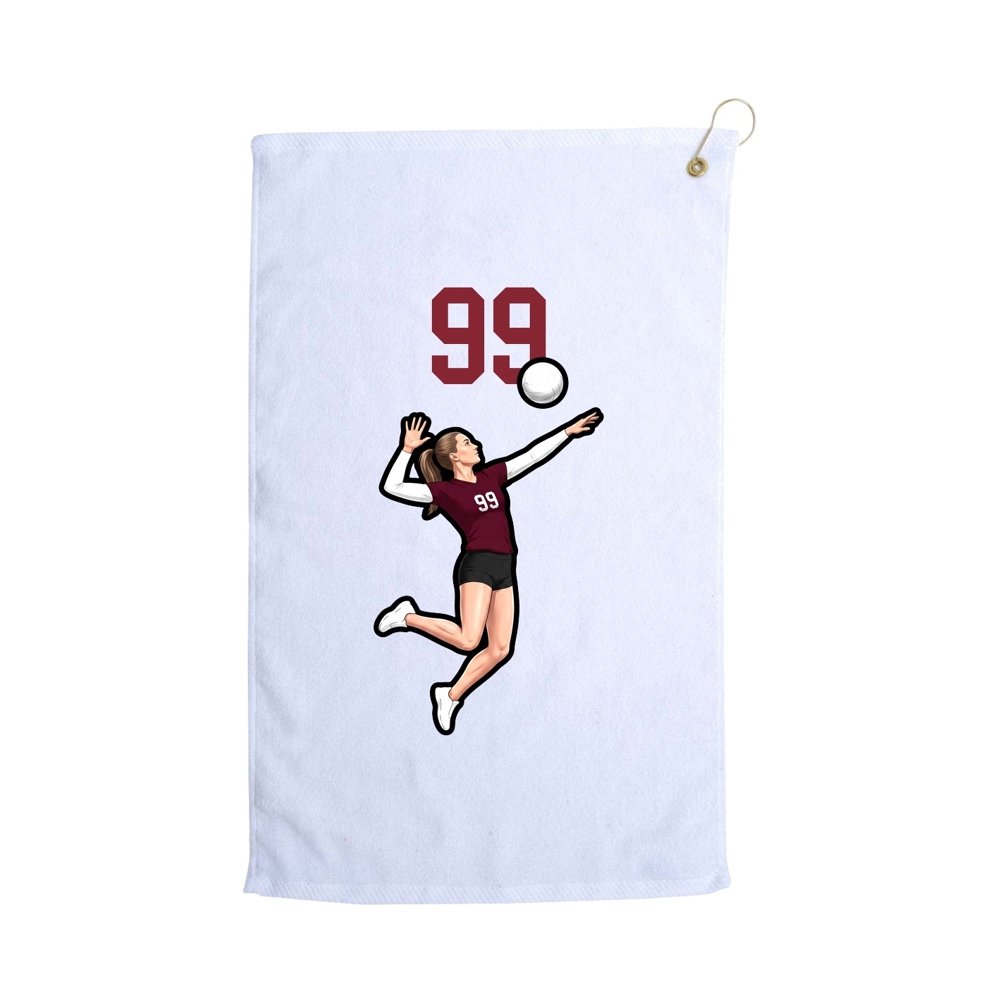 Golf Towel — Number Top in White