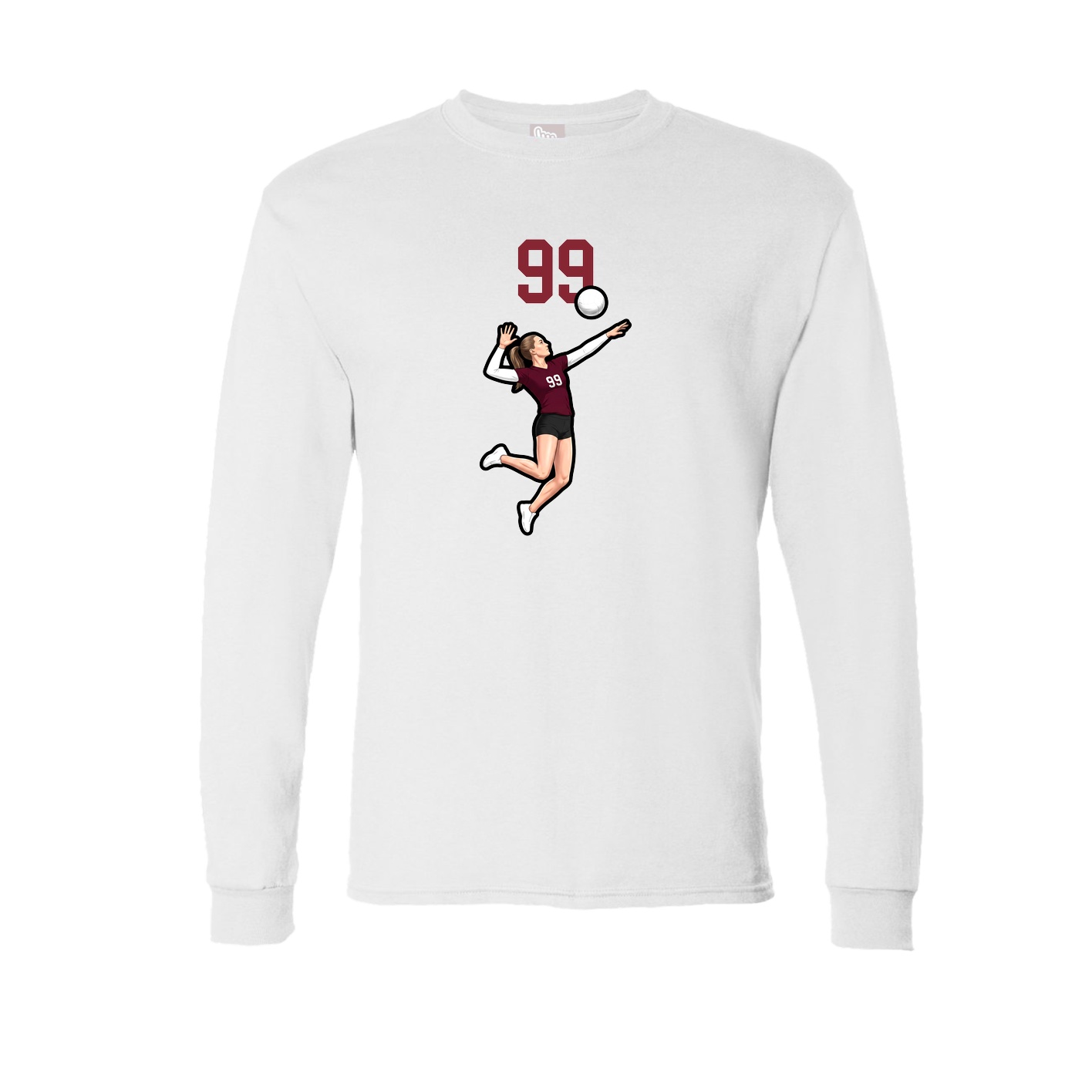 Long Sleeve Tee — Number Top in White