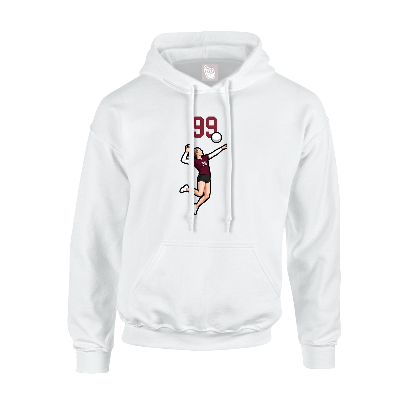 Youth Hoodie — Number Top in White
