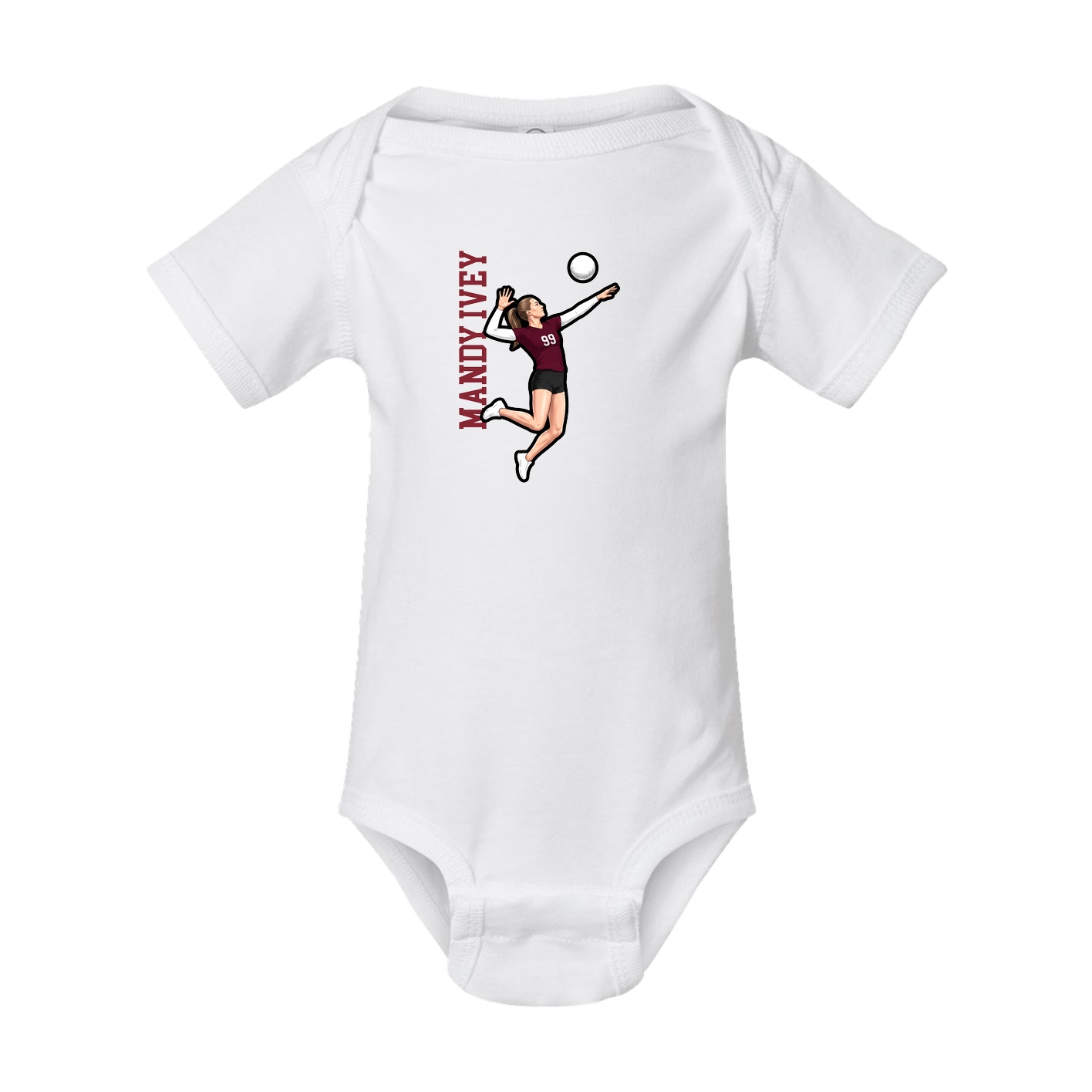 Baby Onesie — Name Vertical in White