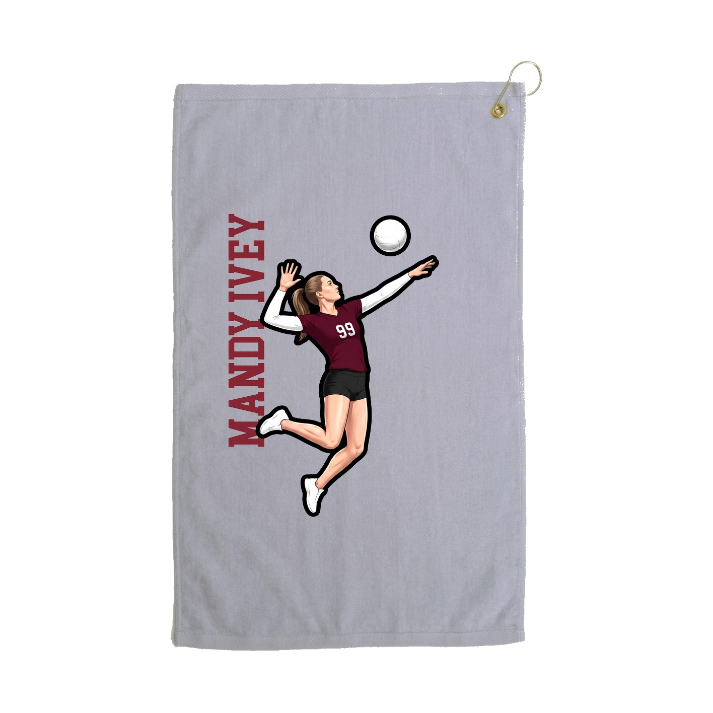 Golf Towel — Name Vertical in Grey