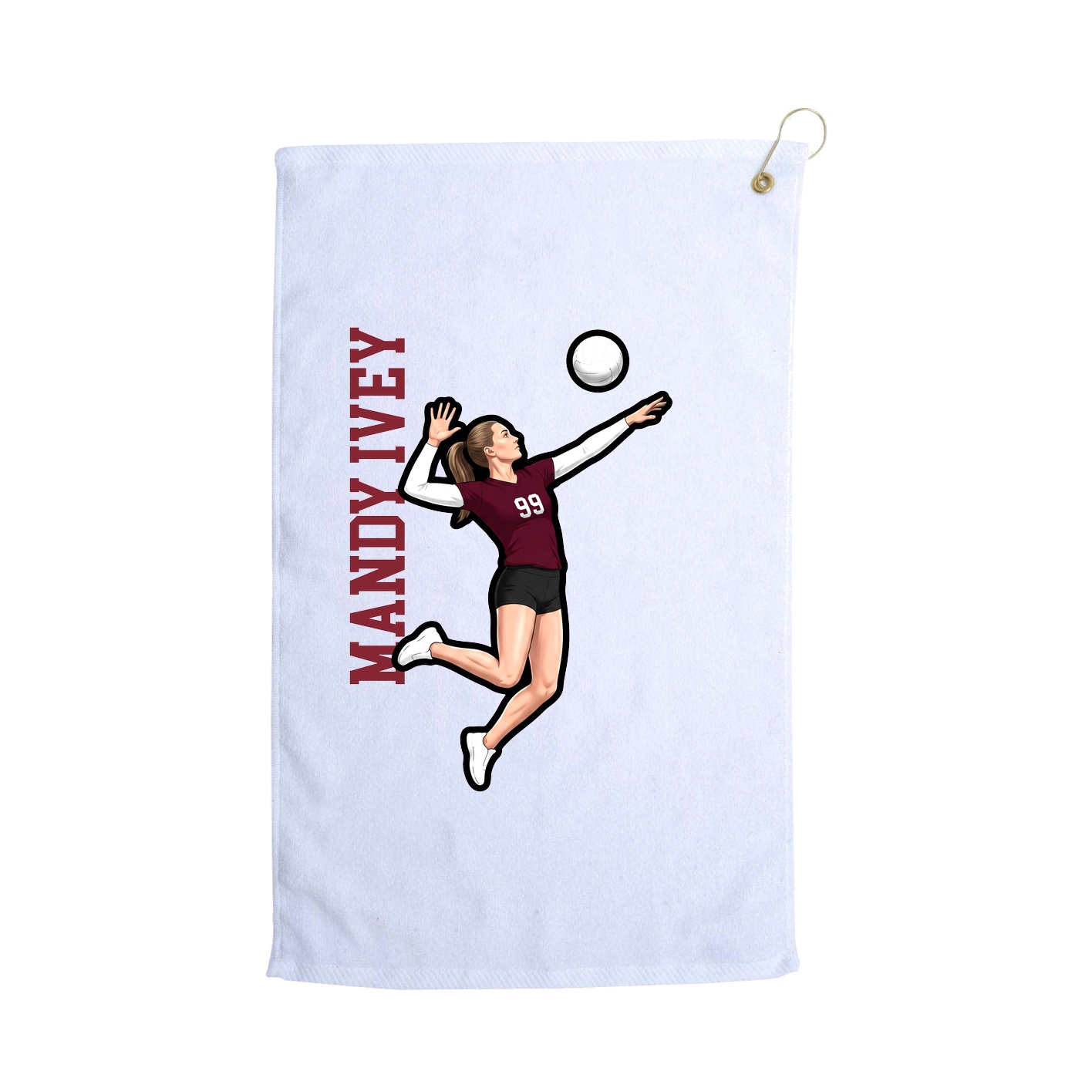Golf Towel — Name Vertical in White