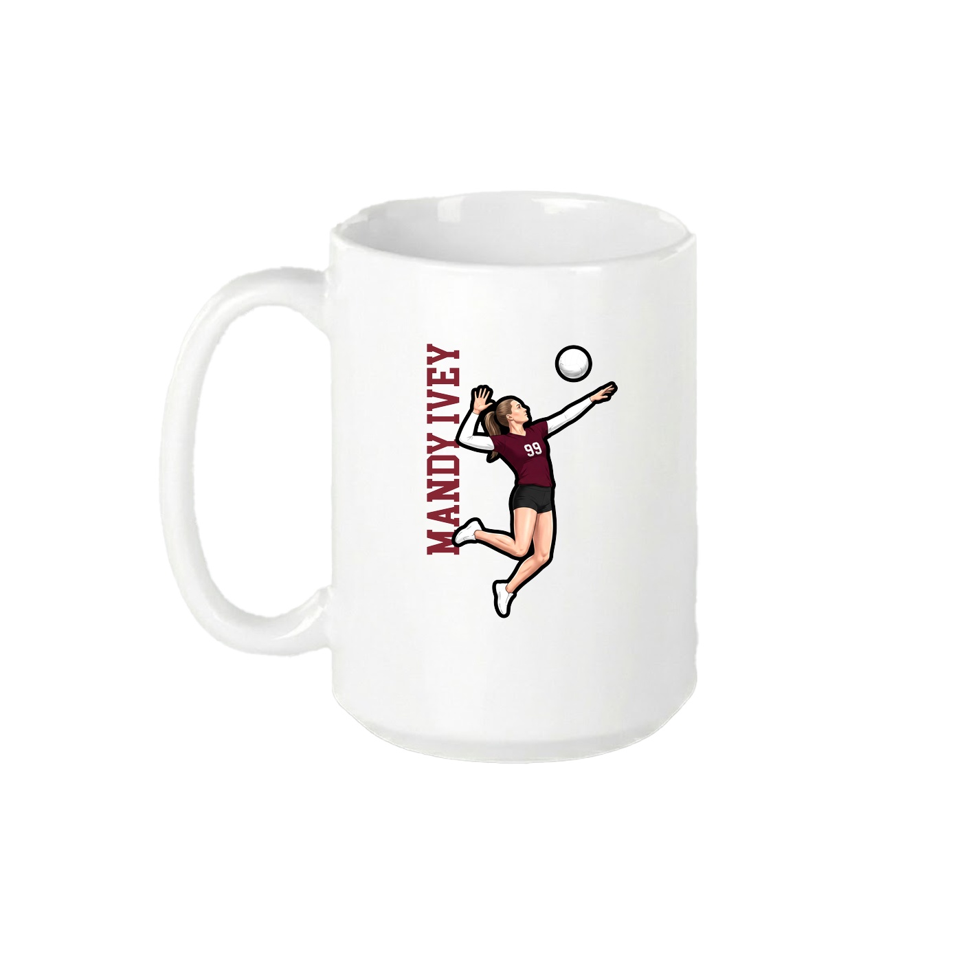 15oz Coffee Mug — Name Vertical in White