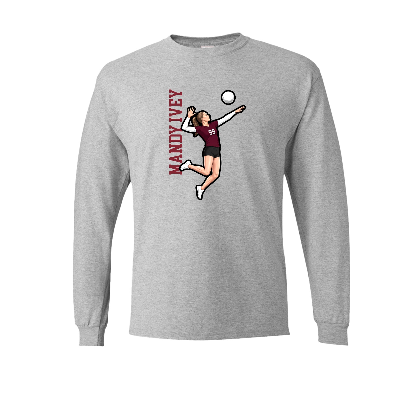 Long Sleeve Tee — Name Vertical in Grey
