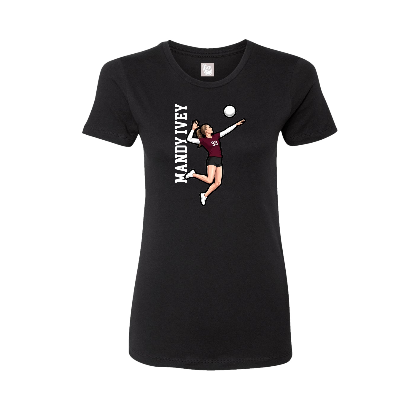 Fitted Women's Tee — Name Vertical in Black