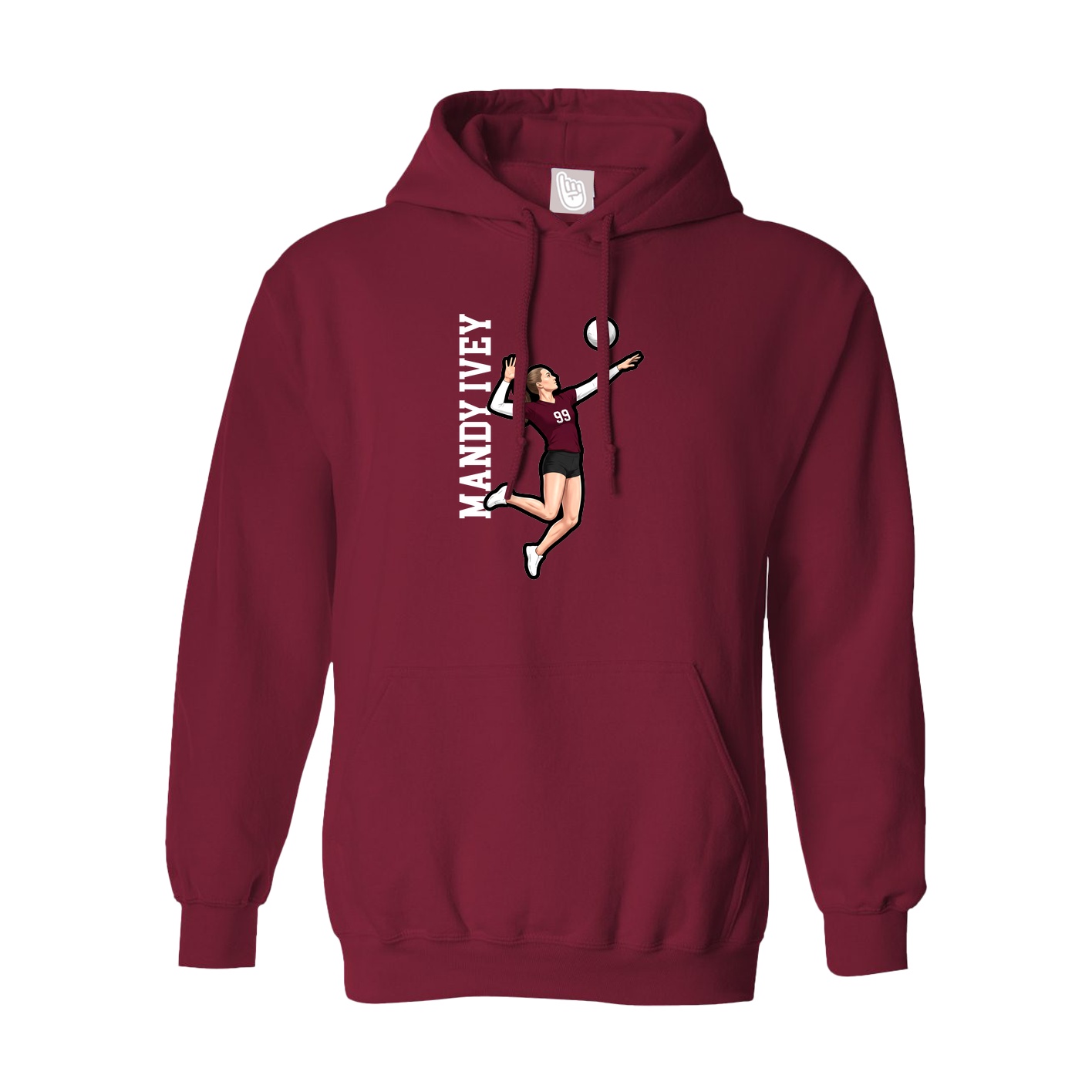 Hoodie — Name Vertical in Cardinal