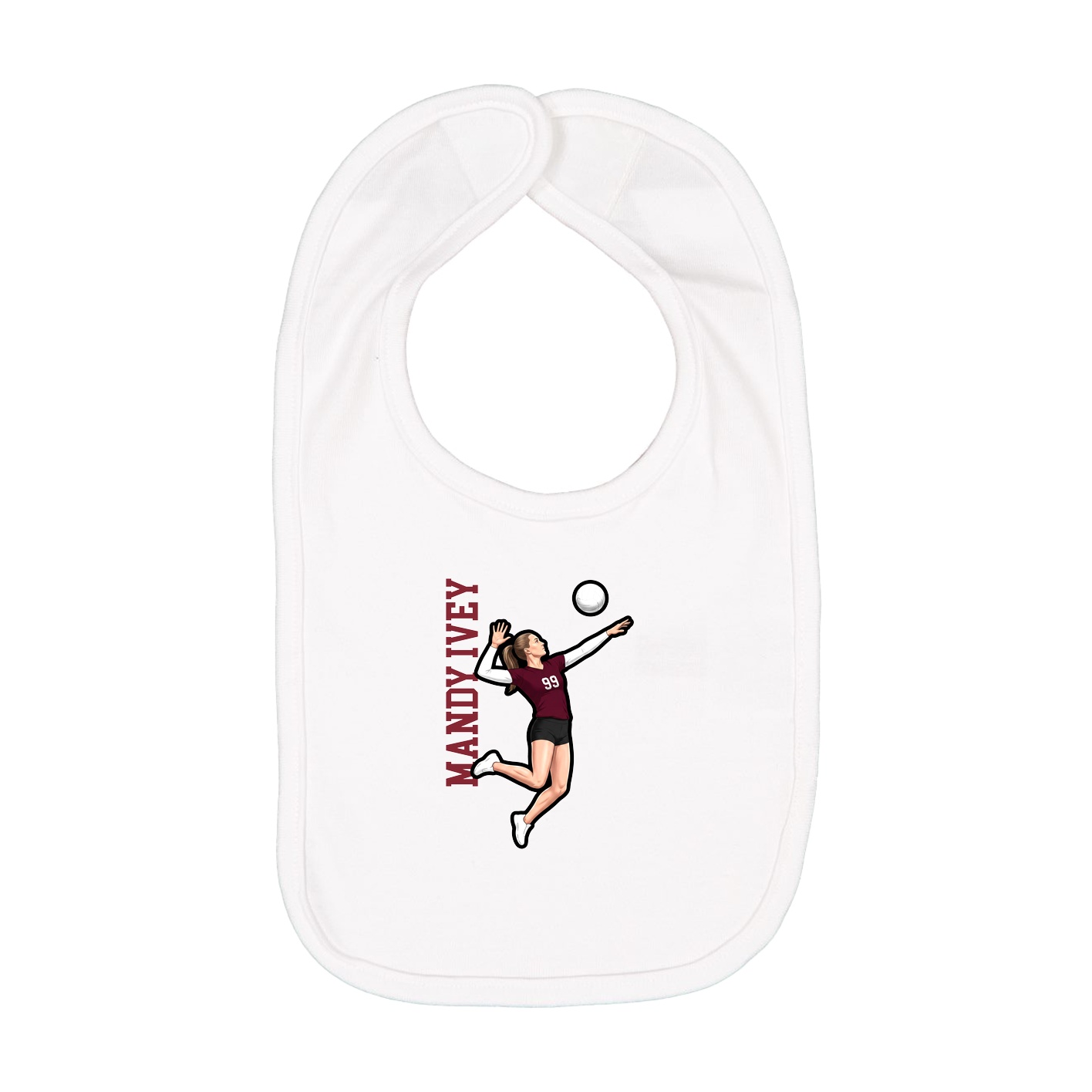 Infant Bib — Name Vertical in White