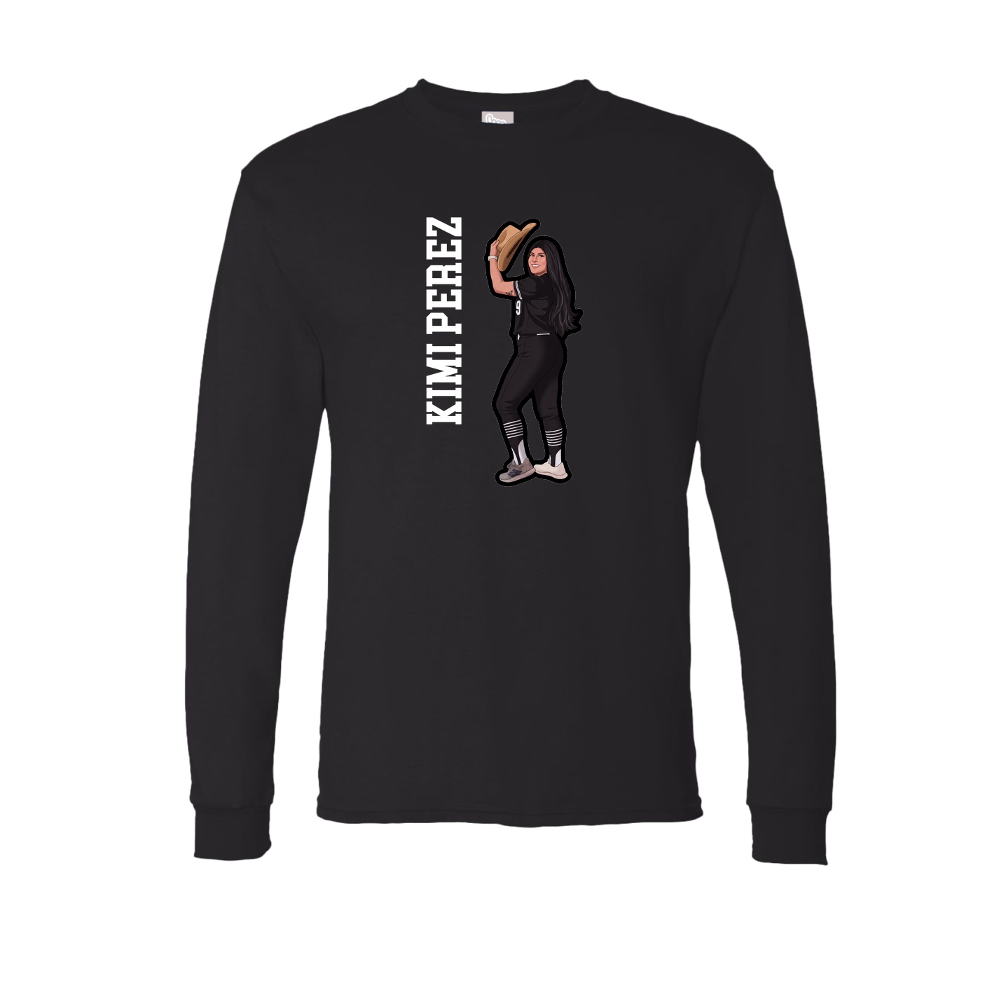 Long Sleeve Tee — Name Vertical in Black