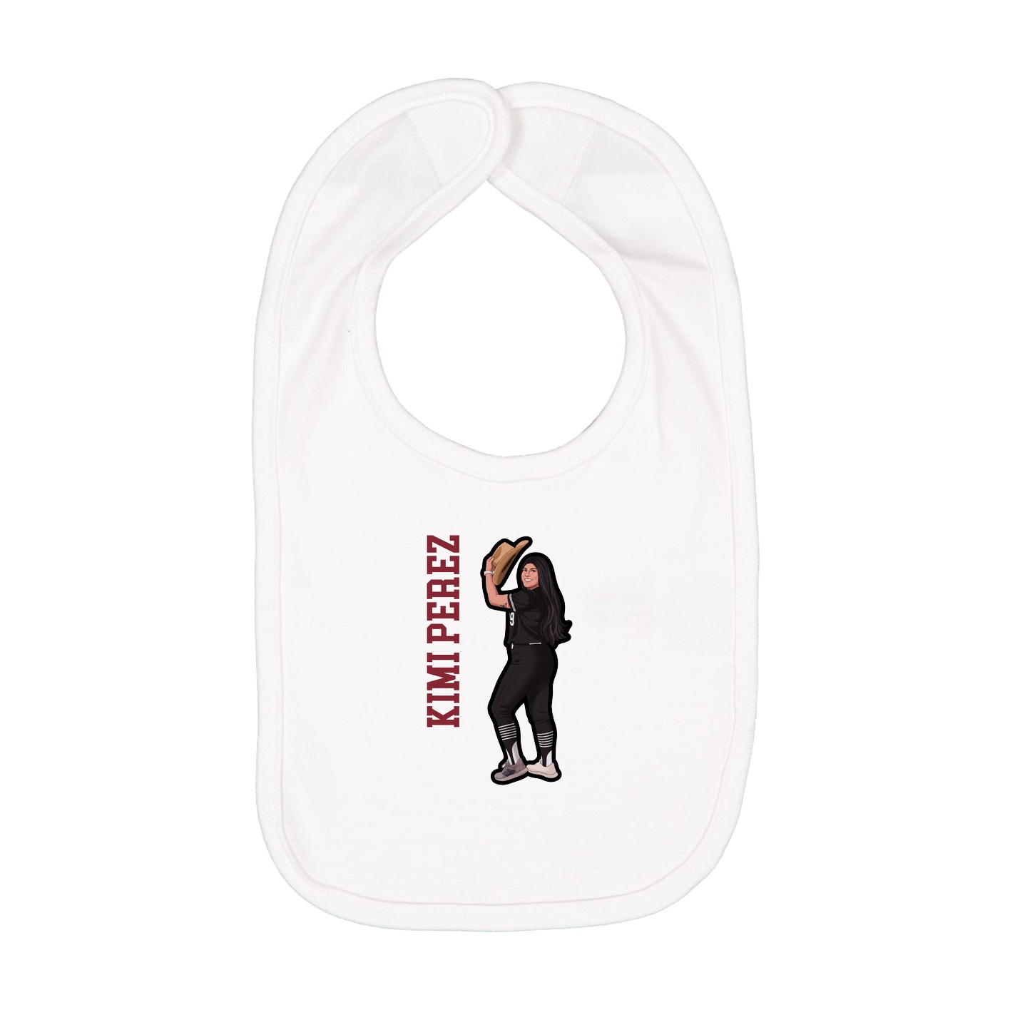 Infant Bib — Name Vertical in White