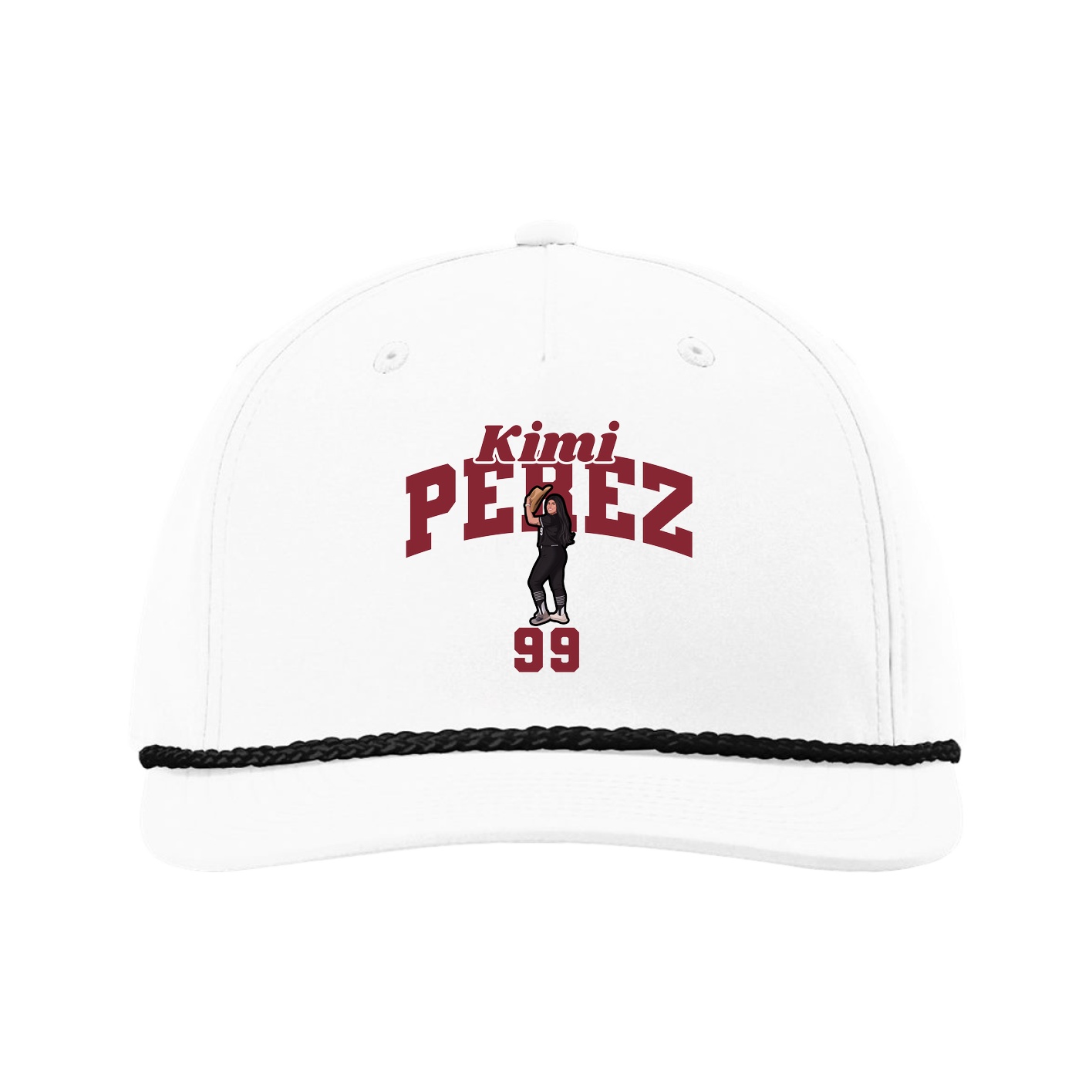 Five-Panel Classic Rope Cap — Signature Arch in White