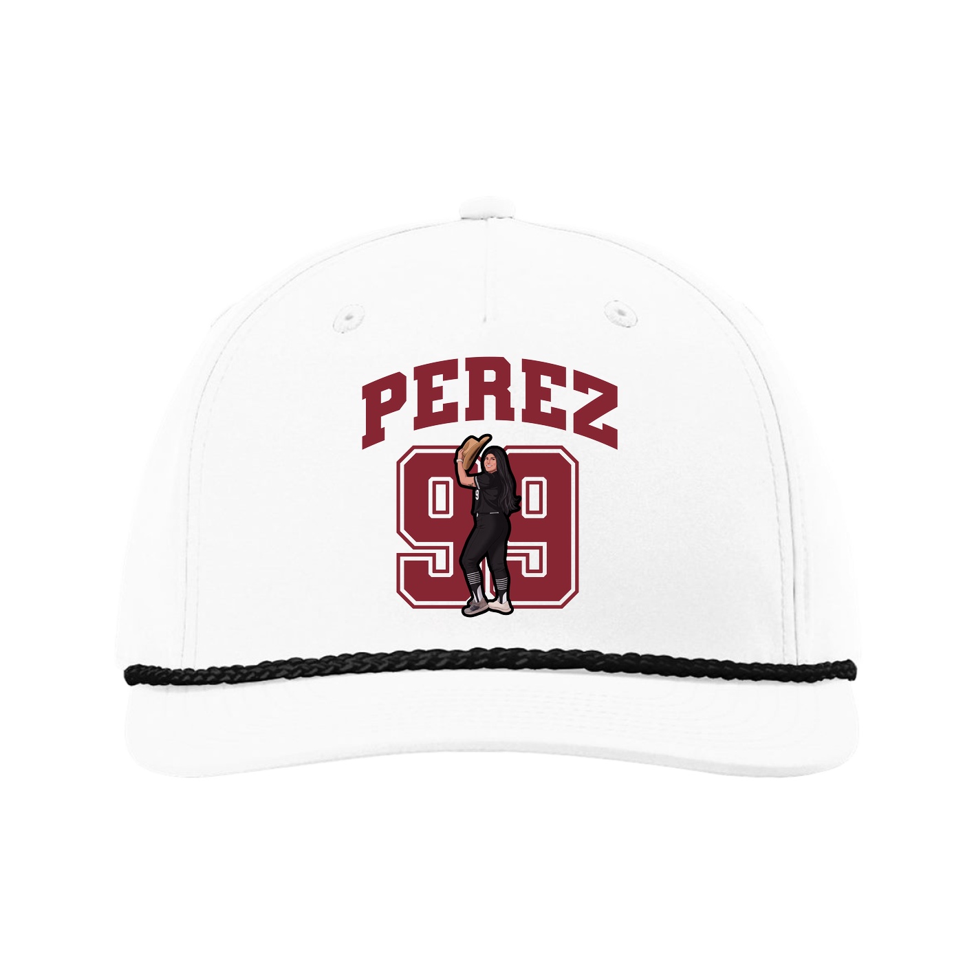 Five-Panel Classic Rope Cap — Number in White