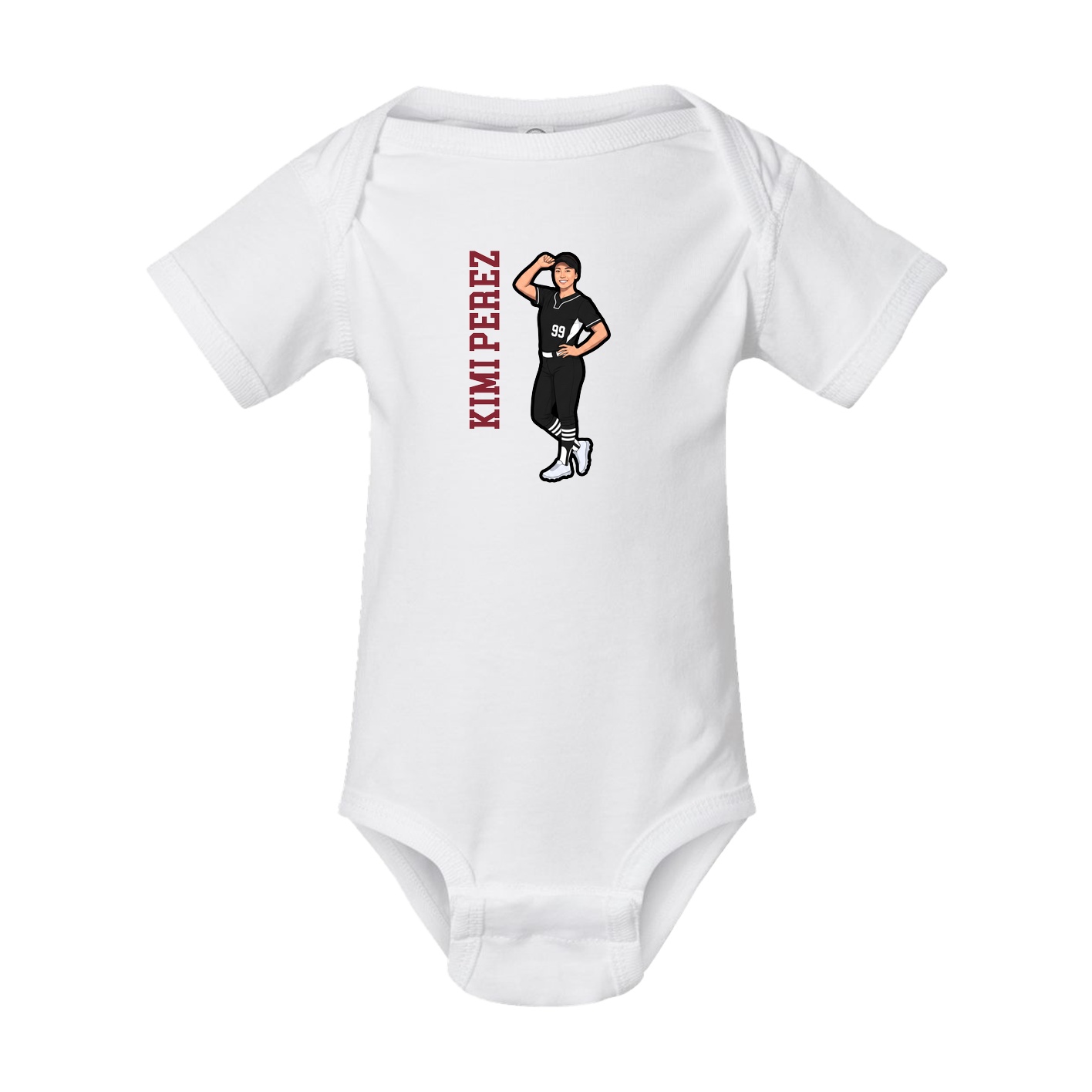 Baby Onesie — Name Vertical in White
