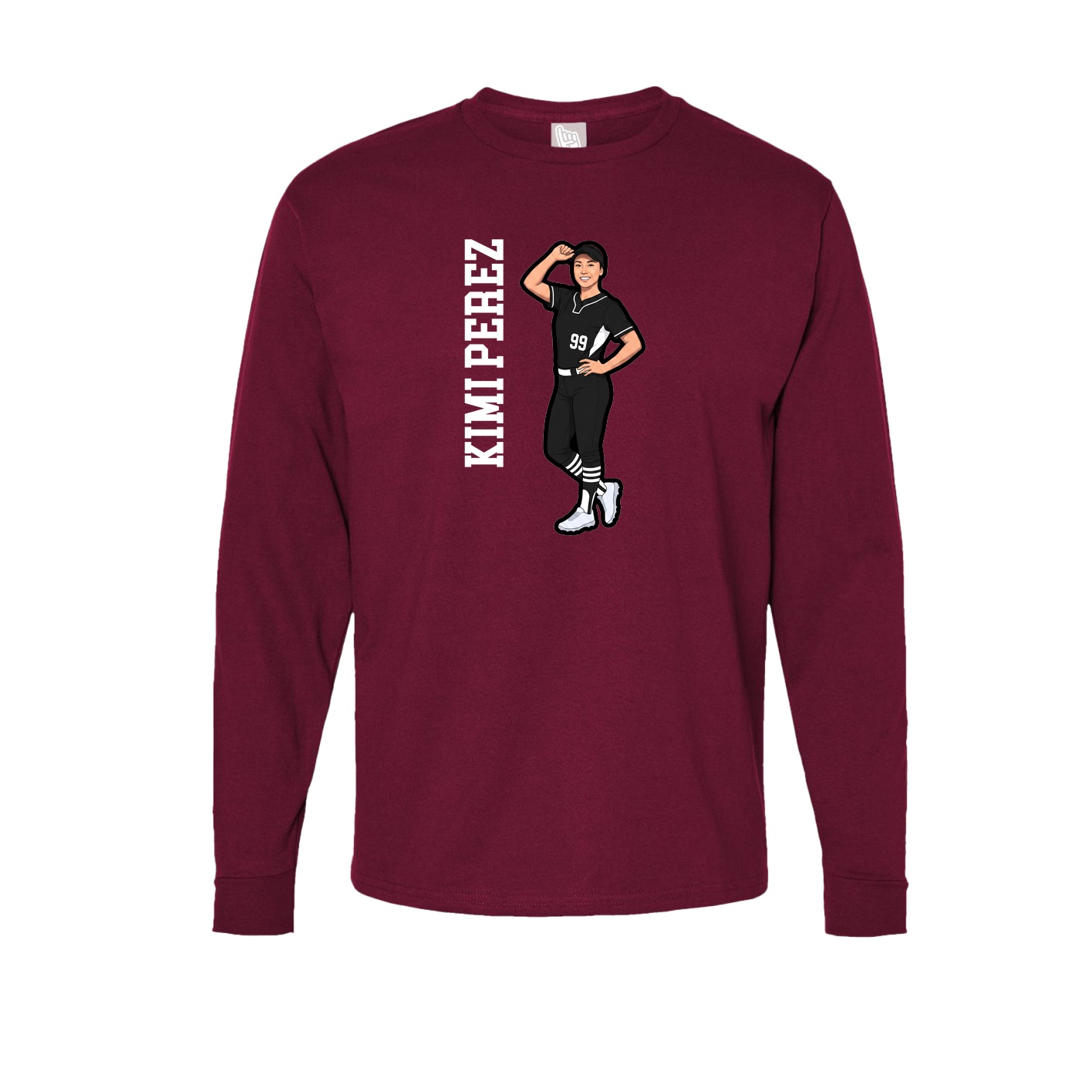 Long Sleeve Tee — Name Vertical in Cardinal