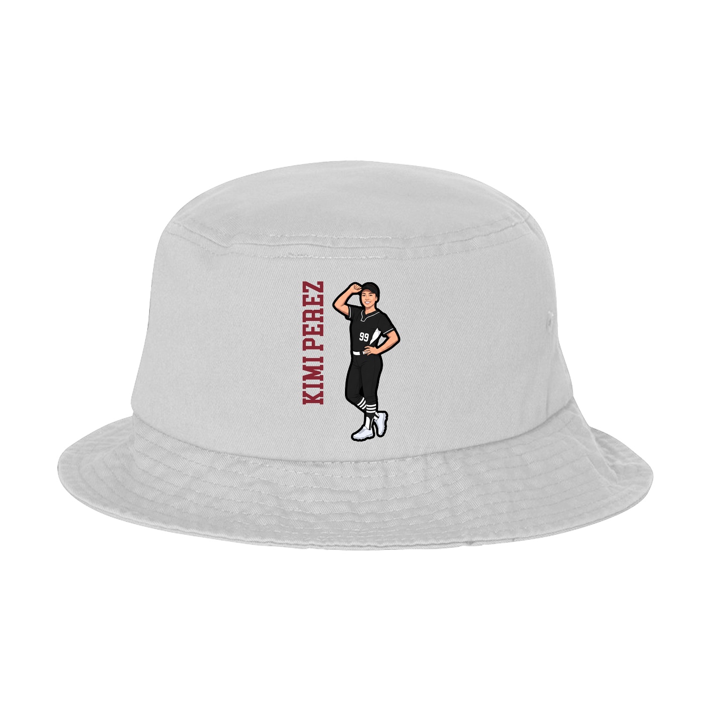 Bucket Cap — Name Vertical in White