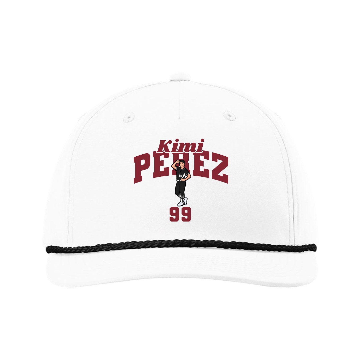 Five-Panel Classic Rope Cap — Signature Arch in White