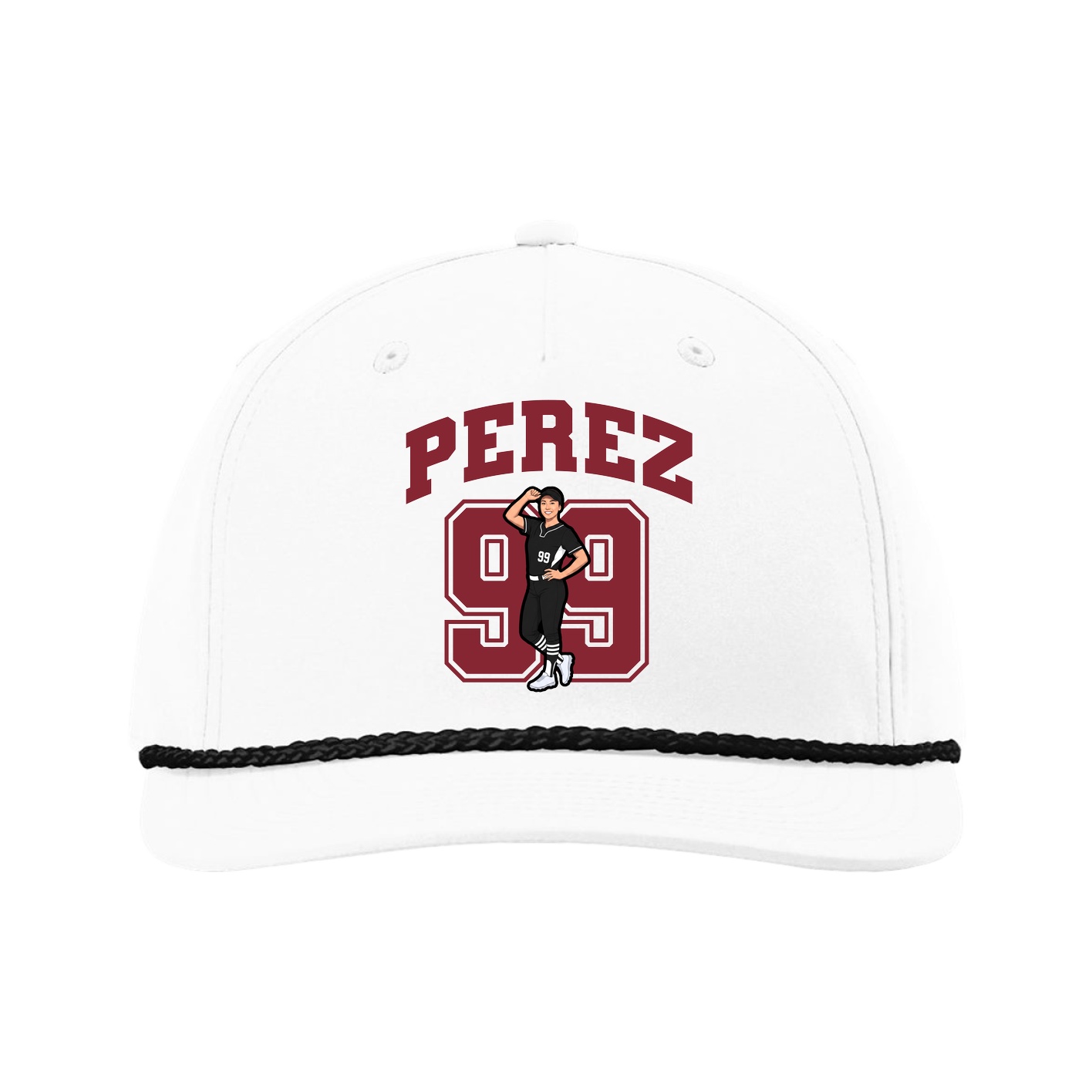 Five-Panel Classic Rope Cap — Number in White