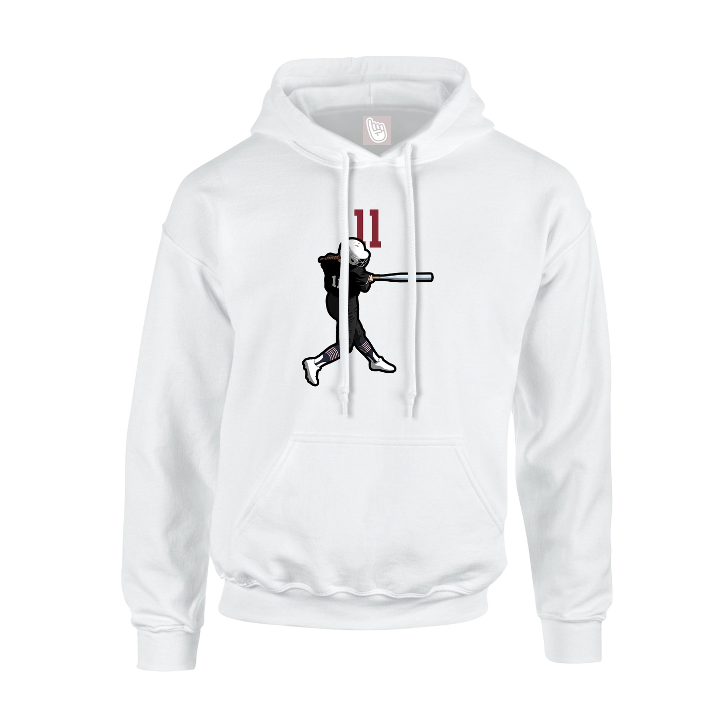 Youth Hoodie — Number Top in White
