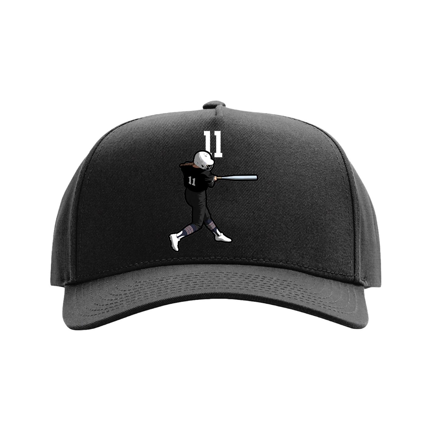 Full Fabric Five-Panel Champ Cap — Number Top in Black