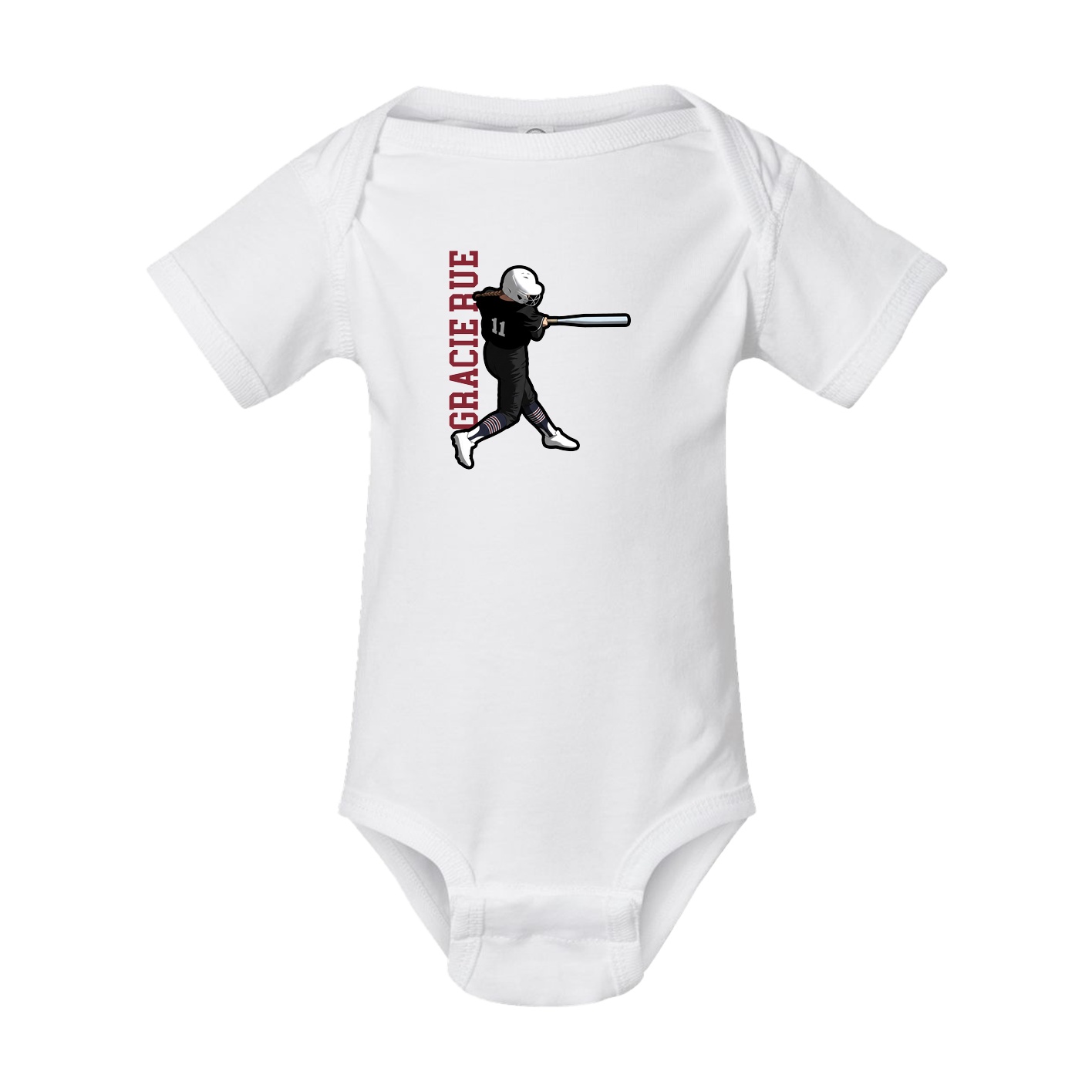 Baby Onesie — Name Vertical in White