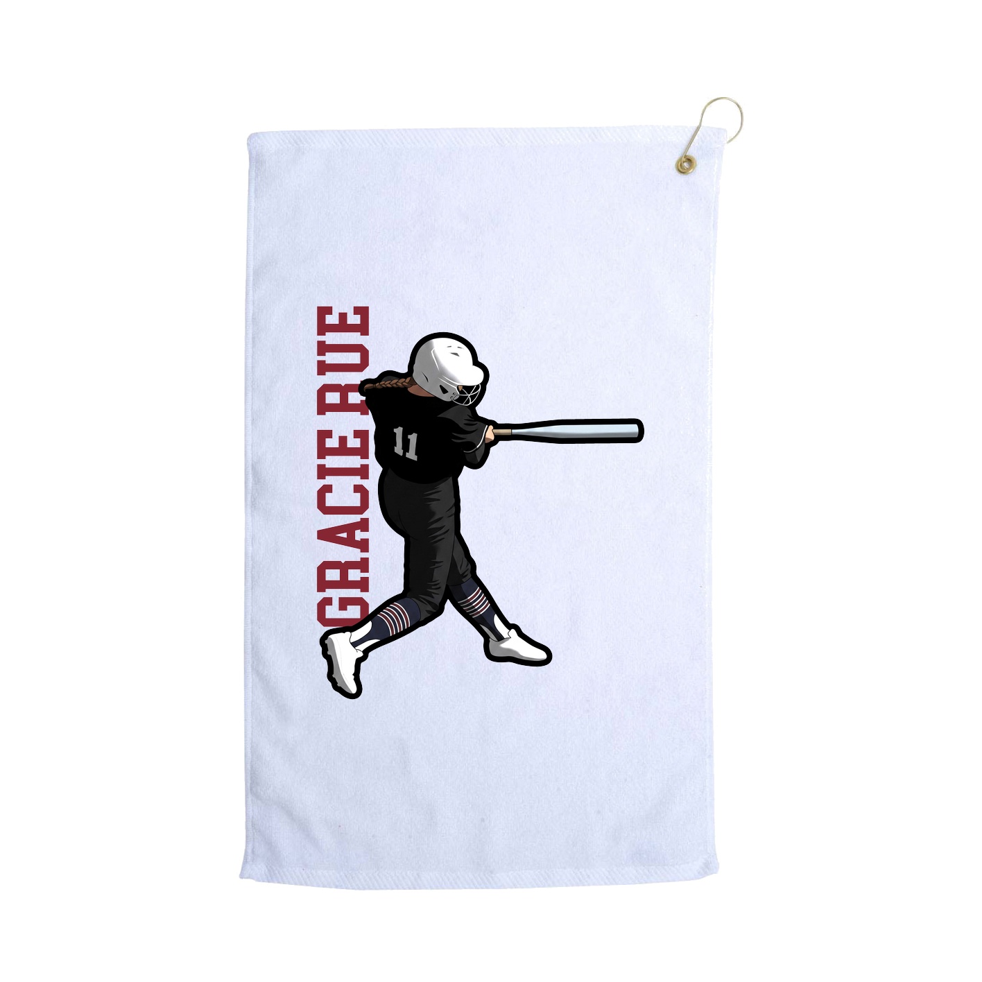 Golf Towel — Name Vertical in White