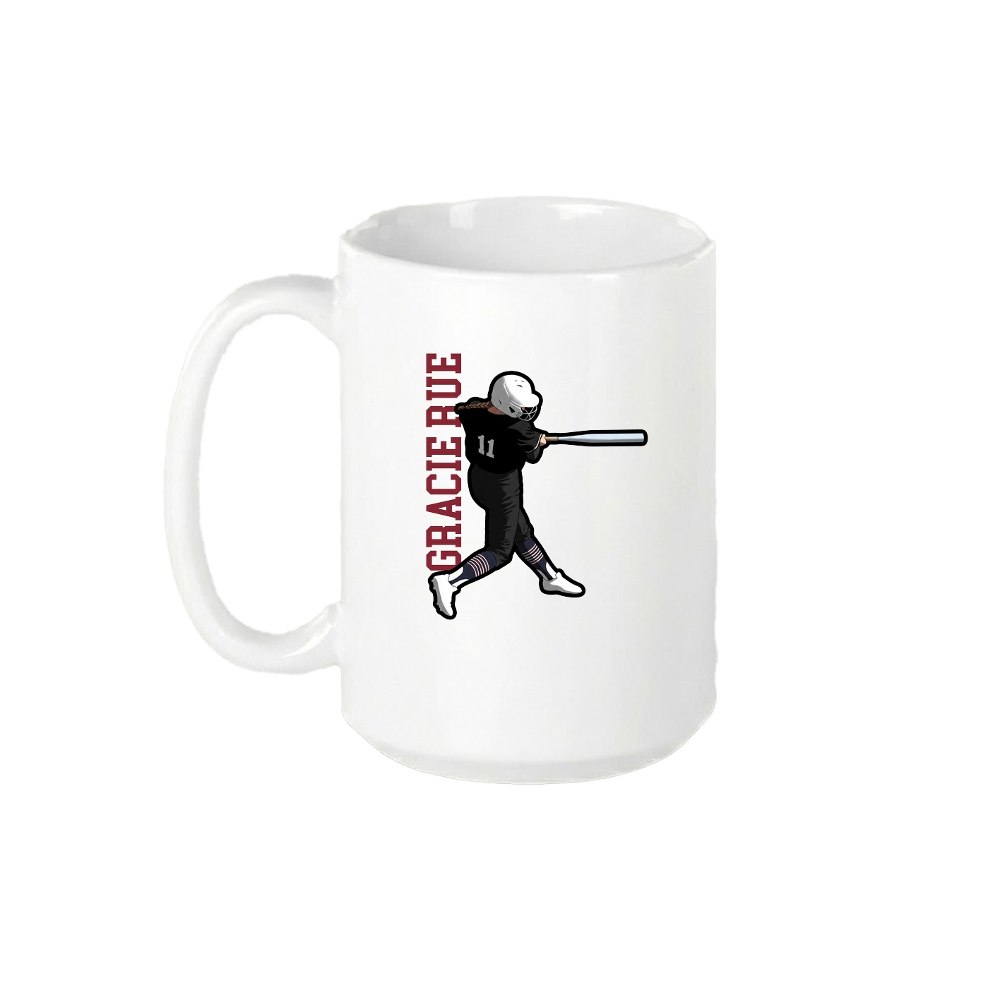 15oz Coffee Mug — Name Vertical in White