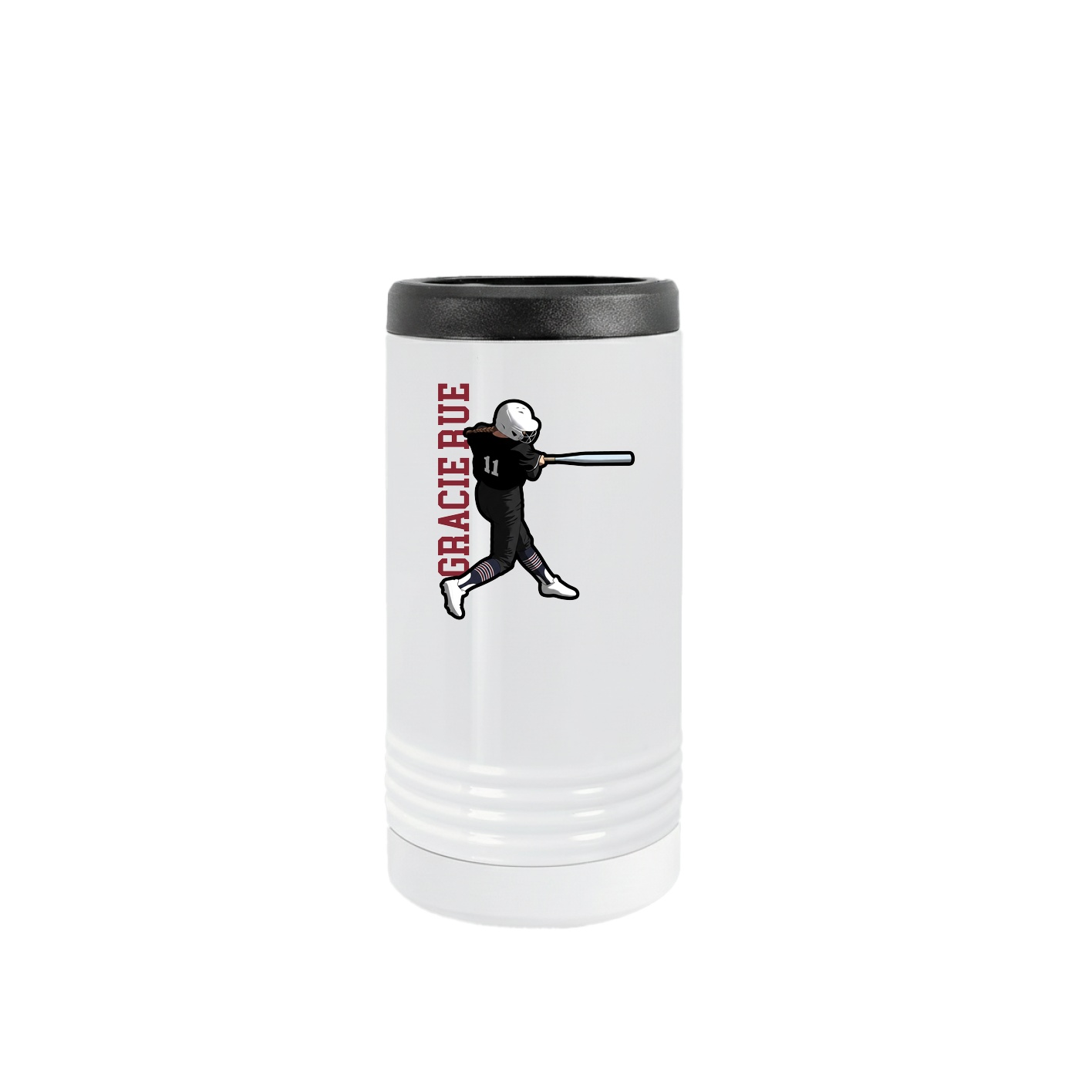 Slim Beverage Holder — Name Vertical in White