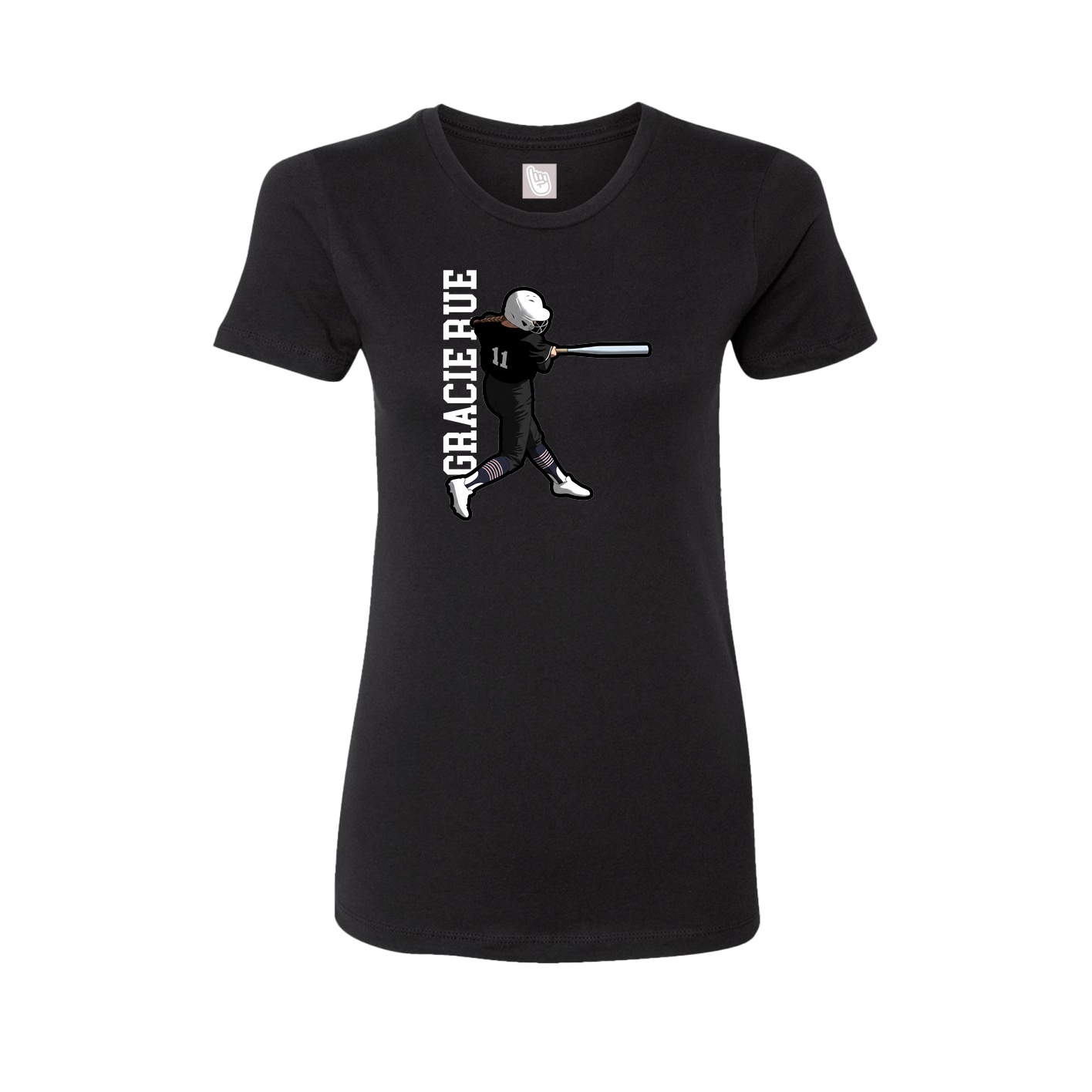 Fitted Women's Tee — Name Vertical in Black