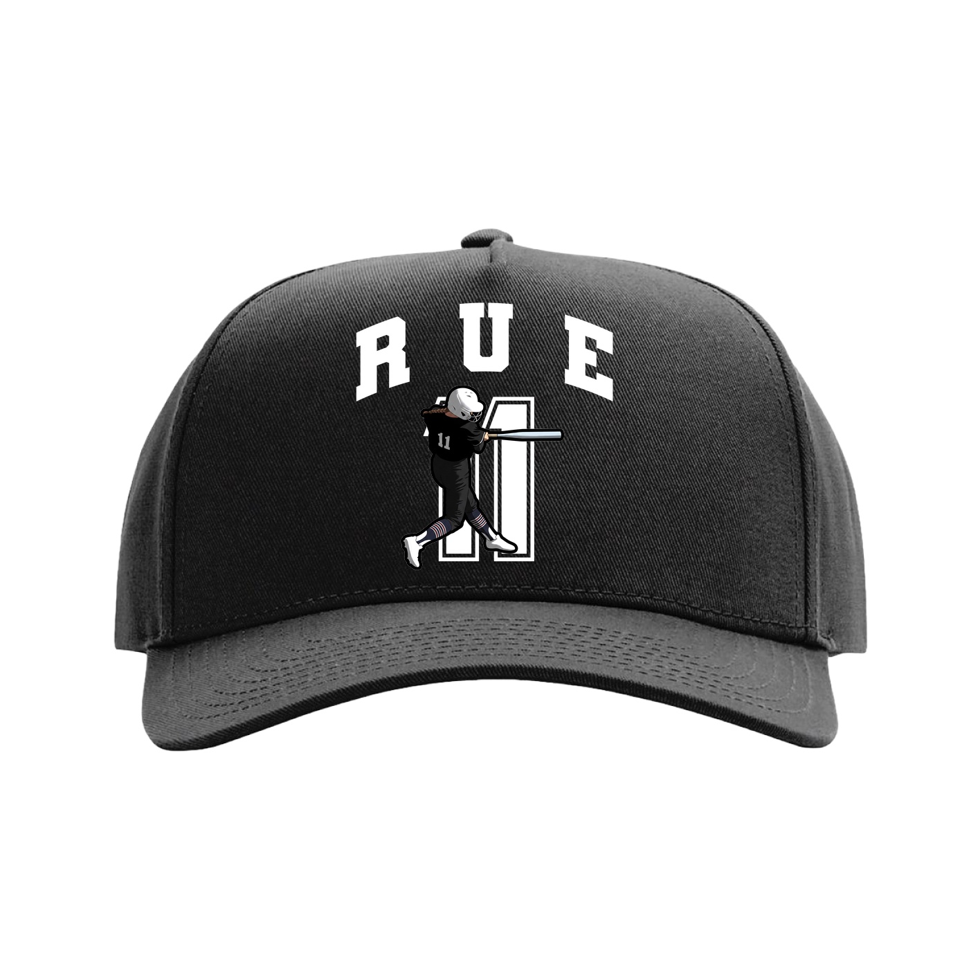 Full Fabric Five-Panel Champ Cap — Number in Black