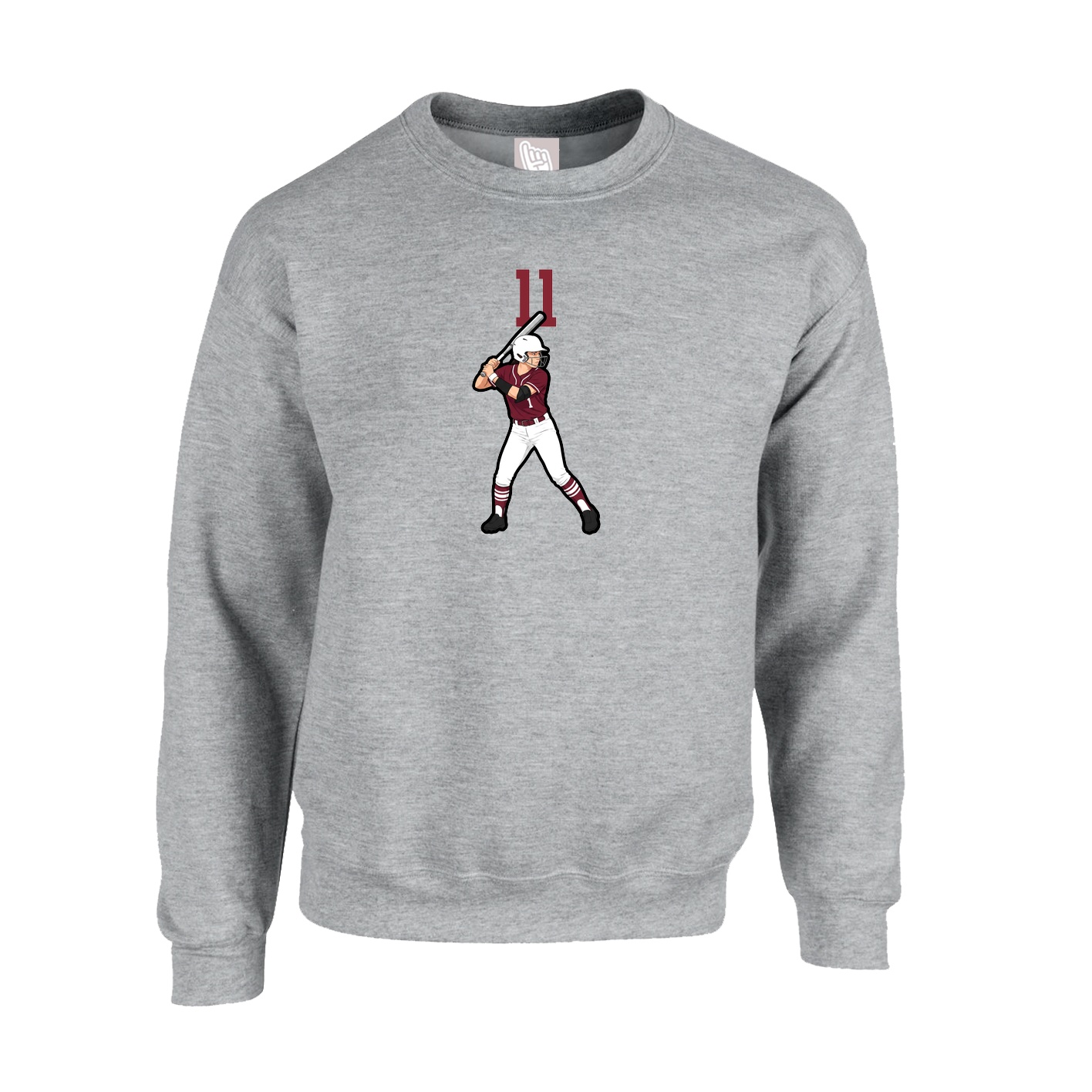 Fleece Crew — Number Top in Grey