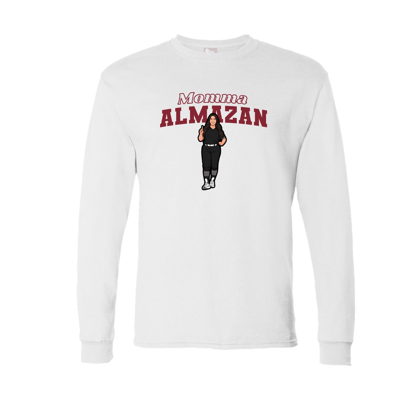 Long Sleeve Tee — Mothers Day Block in White