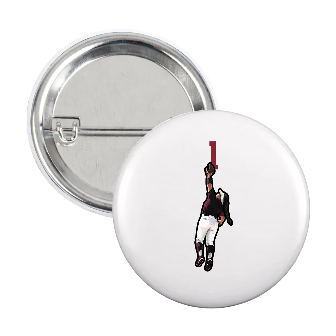 Game Day Button — Number Top in White