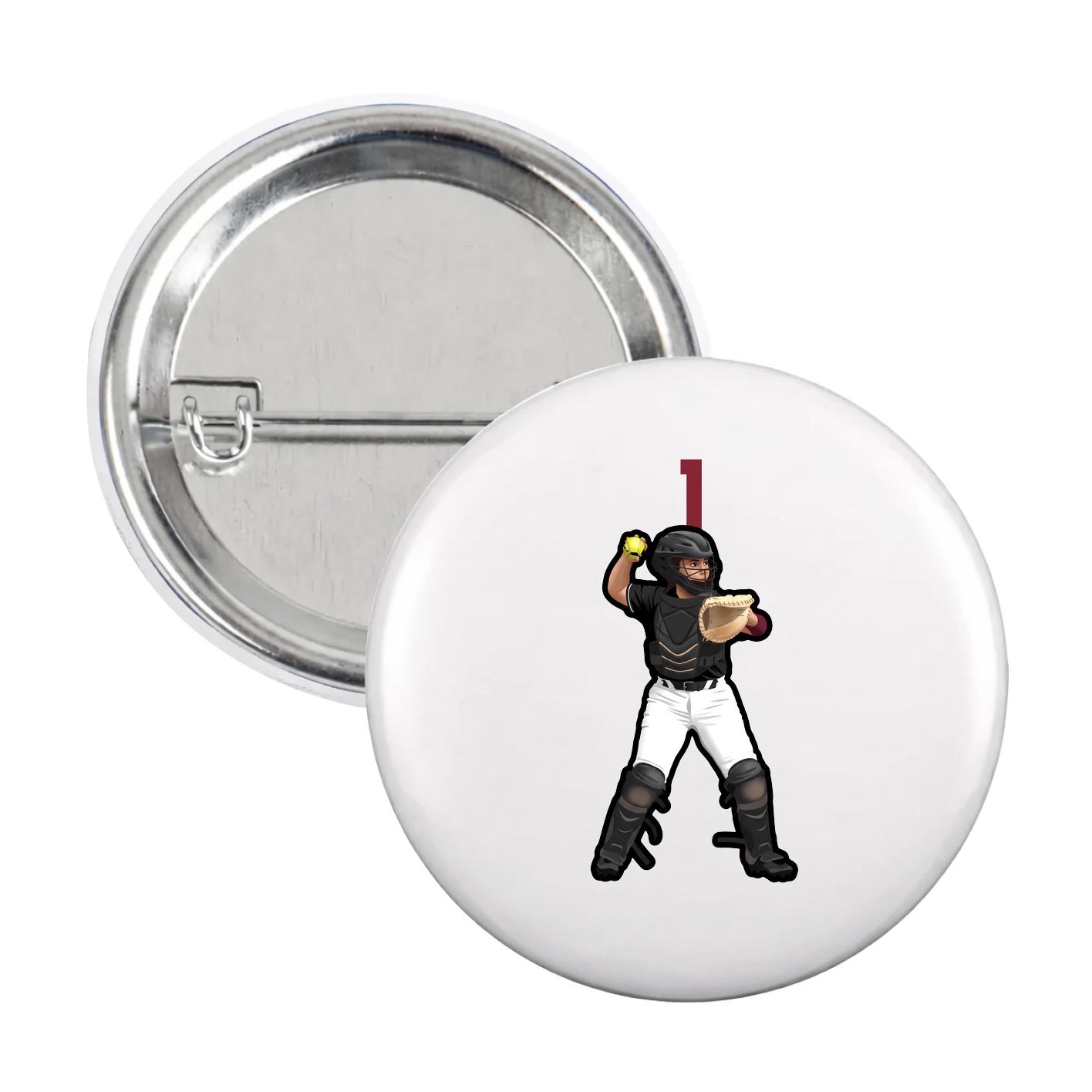 Game Day Button — Number Top in White