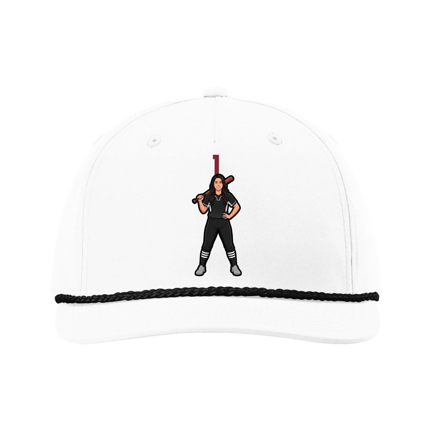 Five-Panel Classic Rope Cap — Number Top in White