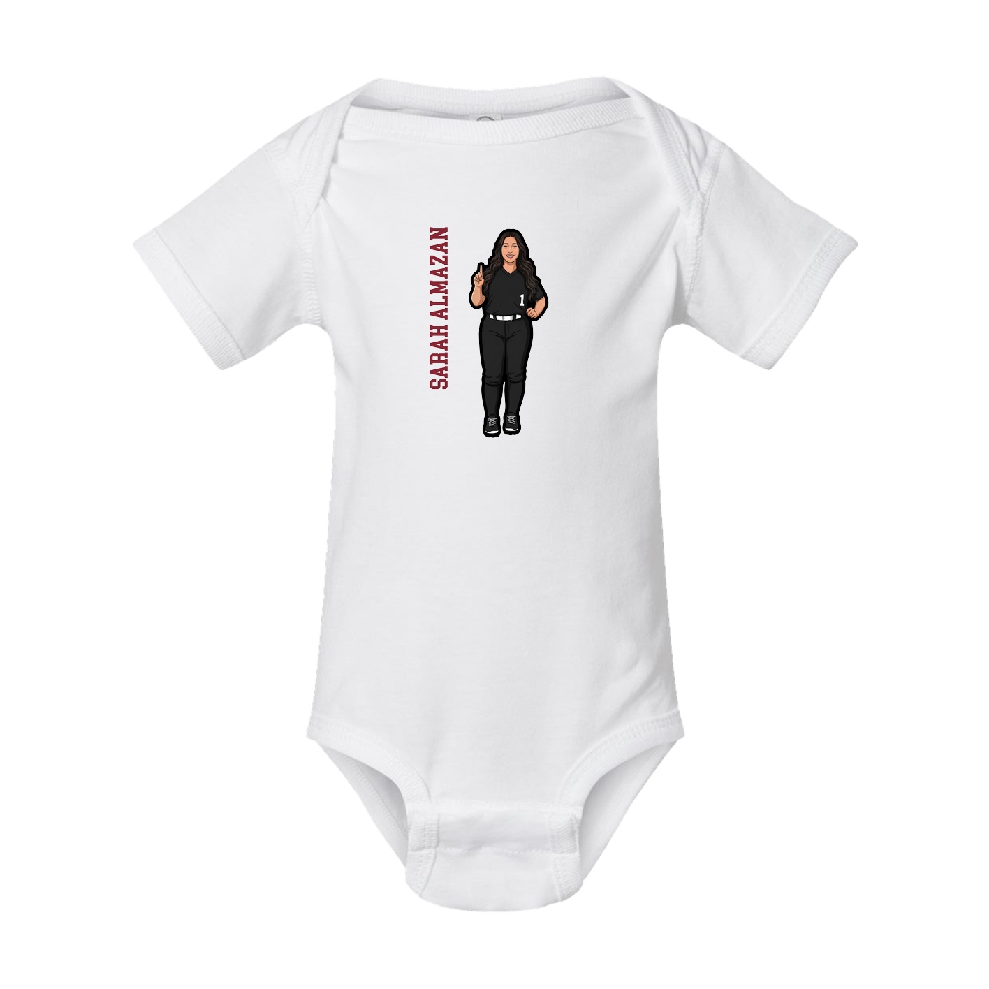 Baby Onesie — Name Vertical in White