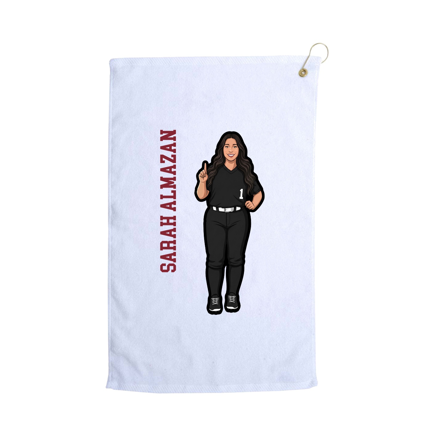 Golf Towel — Name Vertical in White