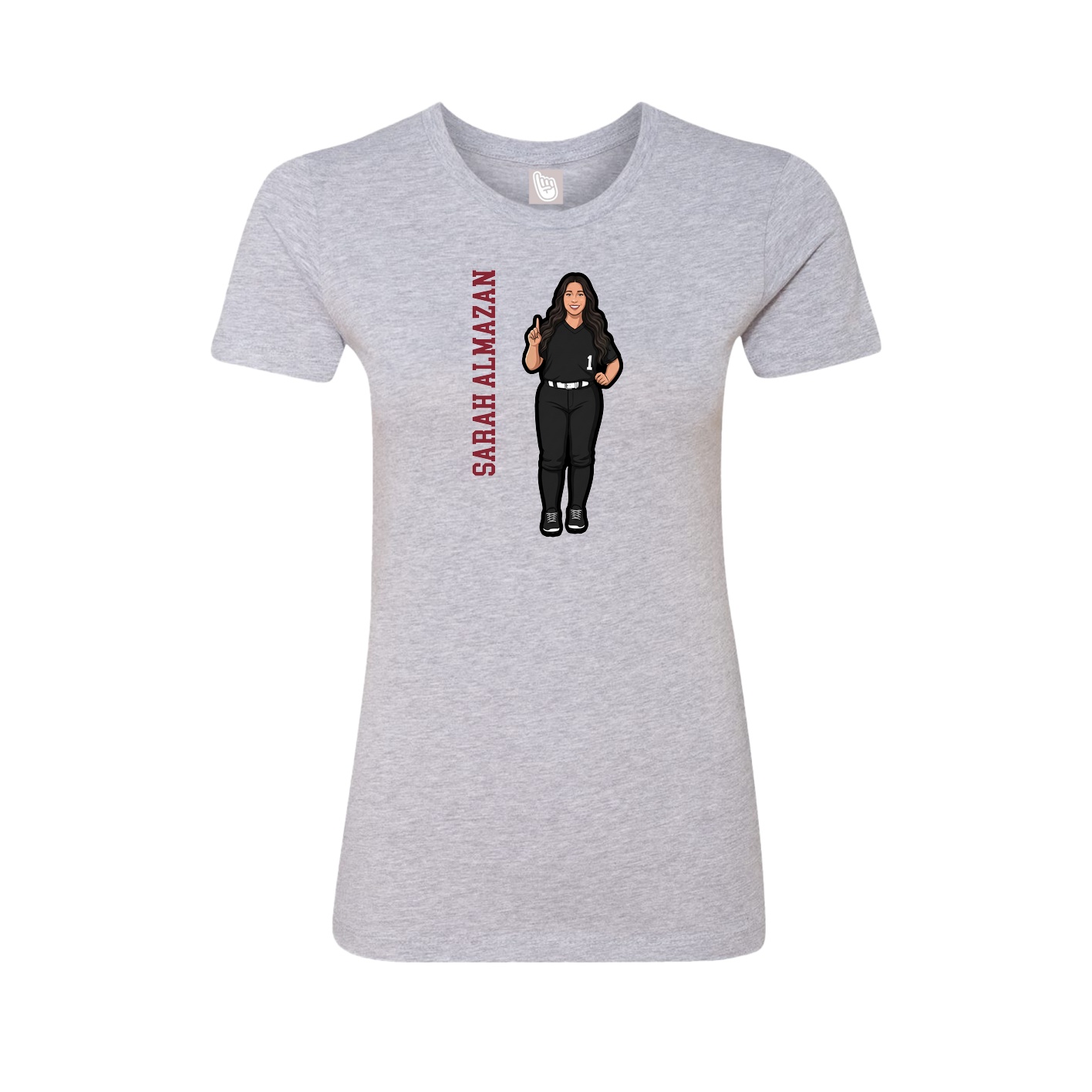 Fitted Women's Tee — Name Vertical in Grey