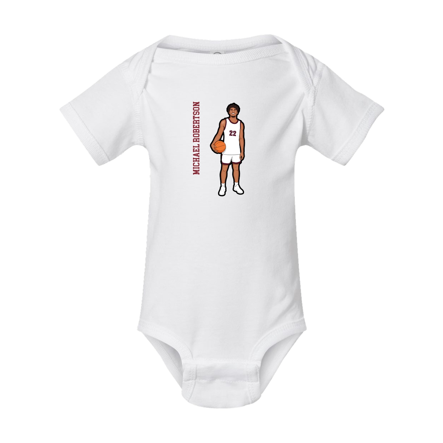 Baby Onesie — Name Vertical in White
