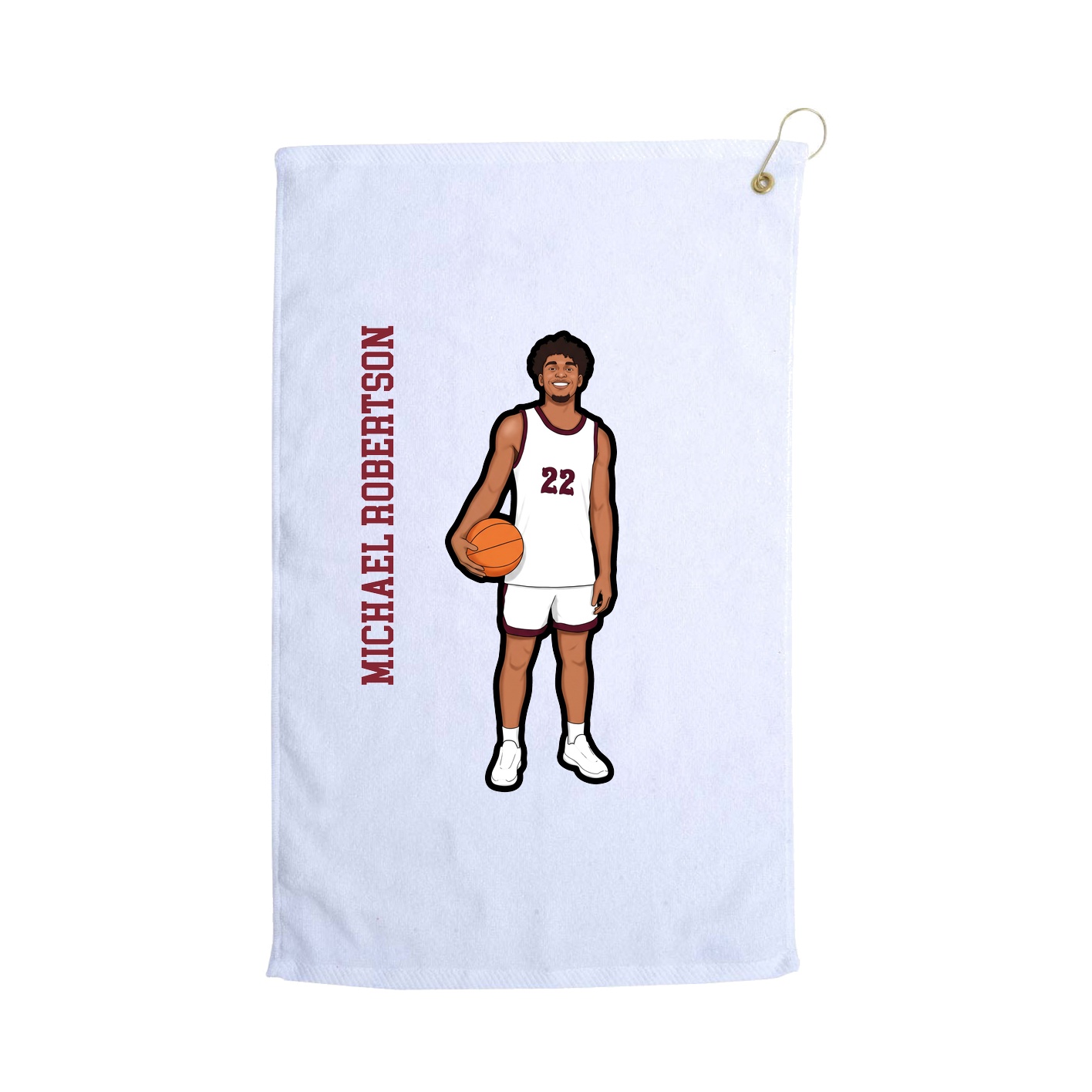 Golf Towel — Name Vertical in White