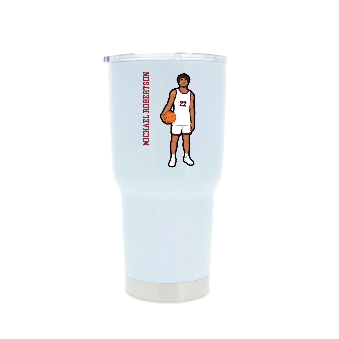 30oz Stainless Steel Tumbler — Name Vertical in White