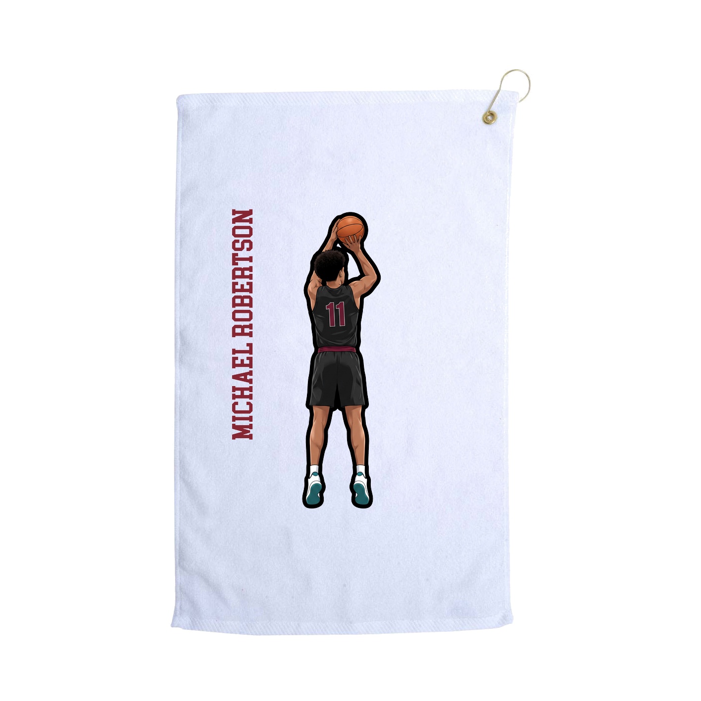Golf Towel — Name Vertical in White