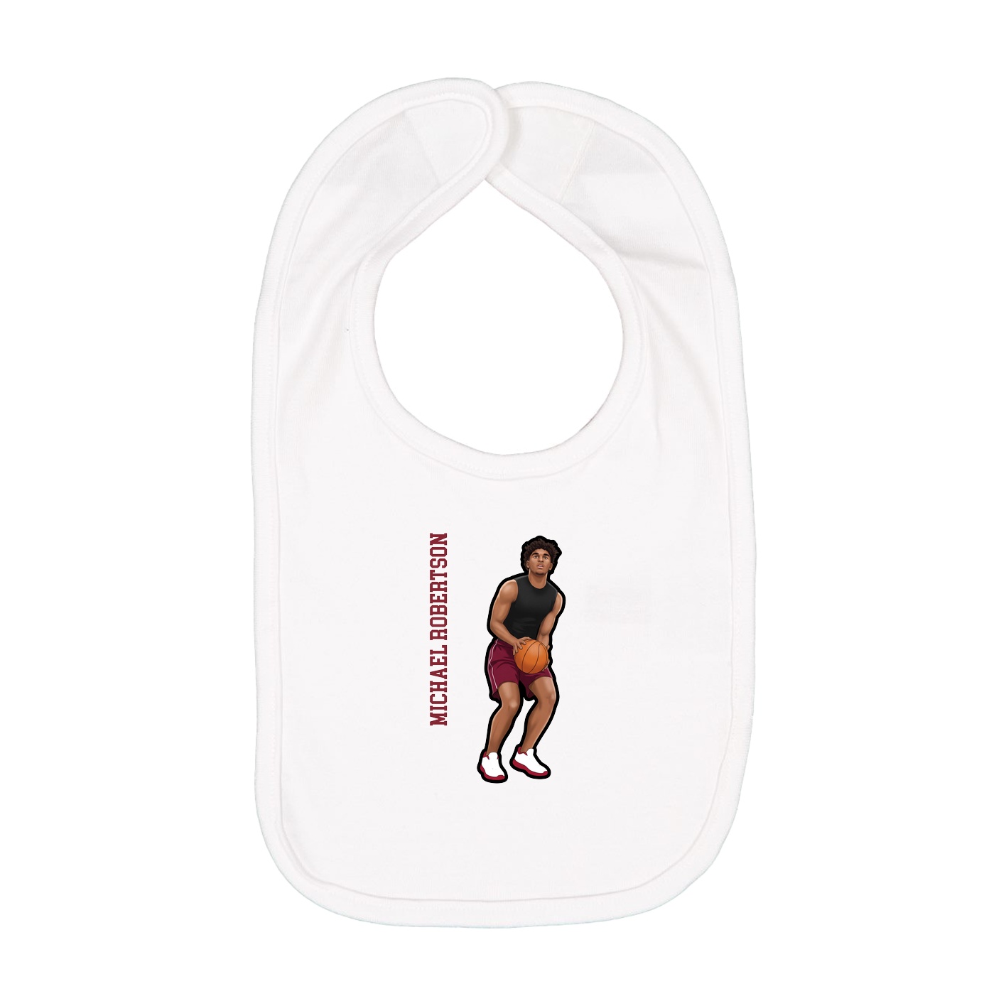 Infant Bib — Name Vertical in White